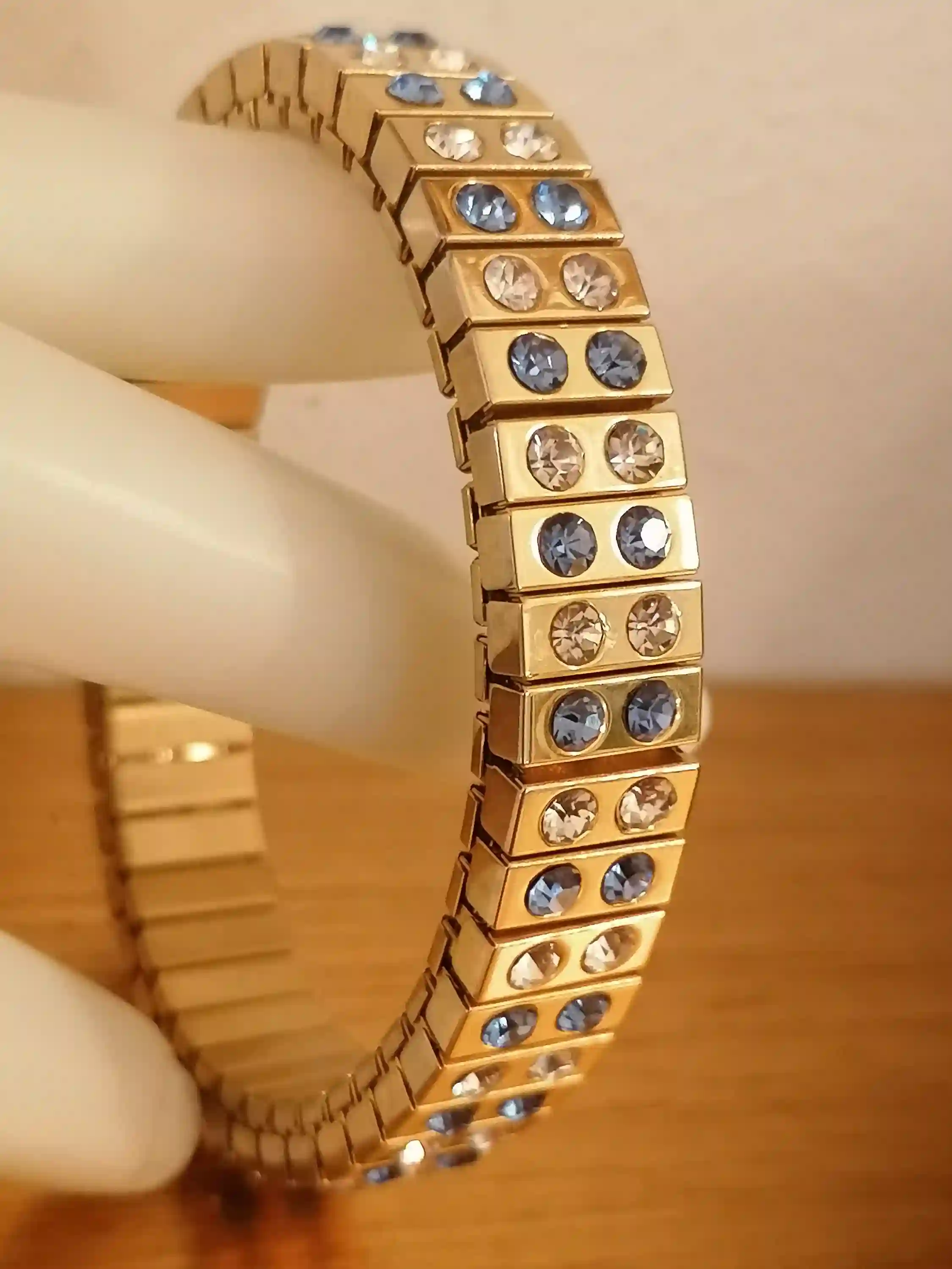 Something Blue for bride WEDDING Bracelet GIFT 24kt GOLD Stretch Swarvoski wedding jewelry Bridesmaid blue topaz bridal bracelet Sister gift 