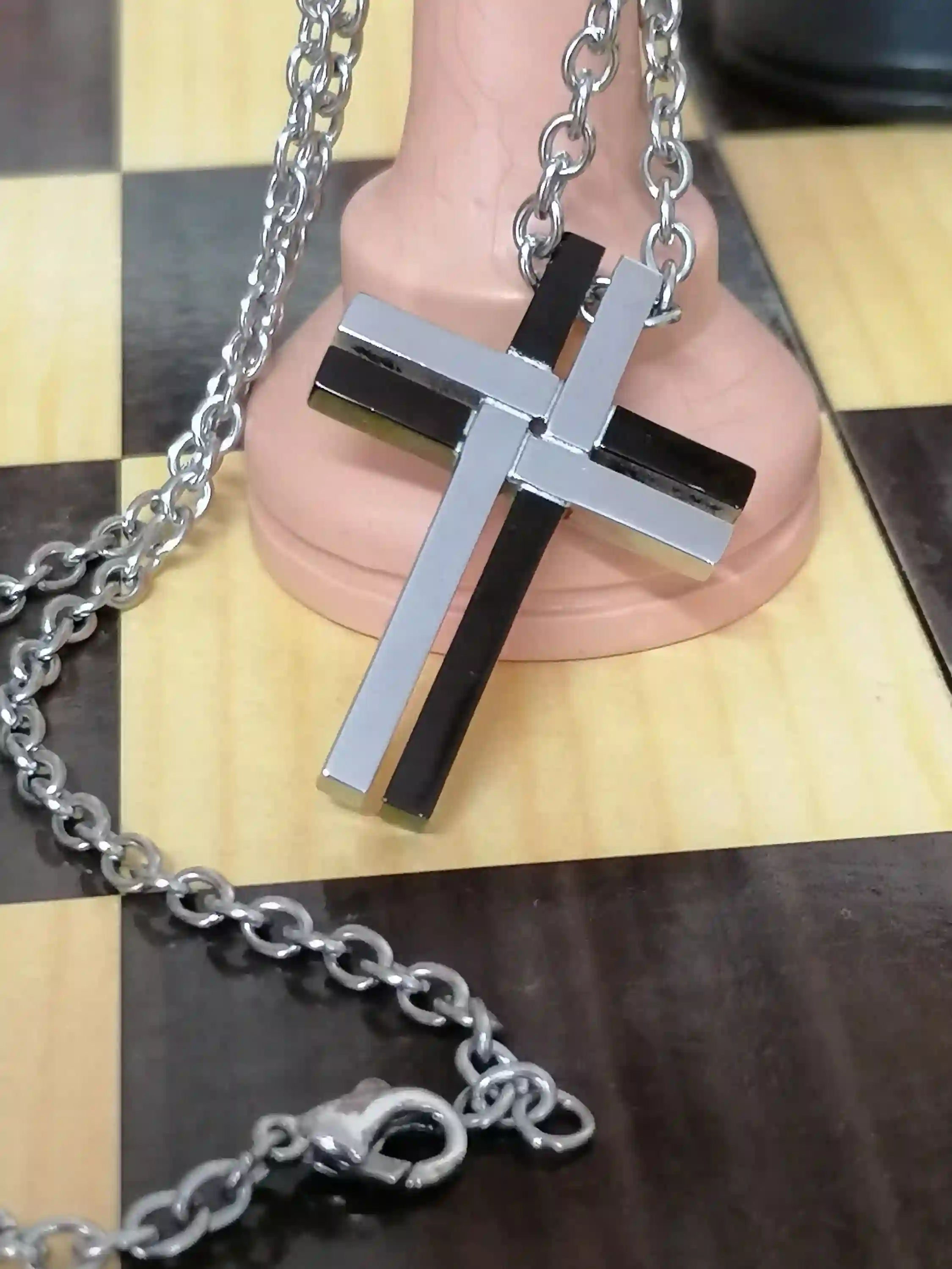 Onyx Men's Cross Necklace - Men's Religious Necklace -Men's Cross Pendant-Men's Christian Necklace - Men's Cross Christian Jewelry HANDMADE 
