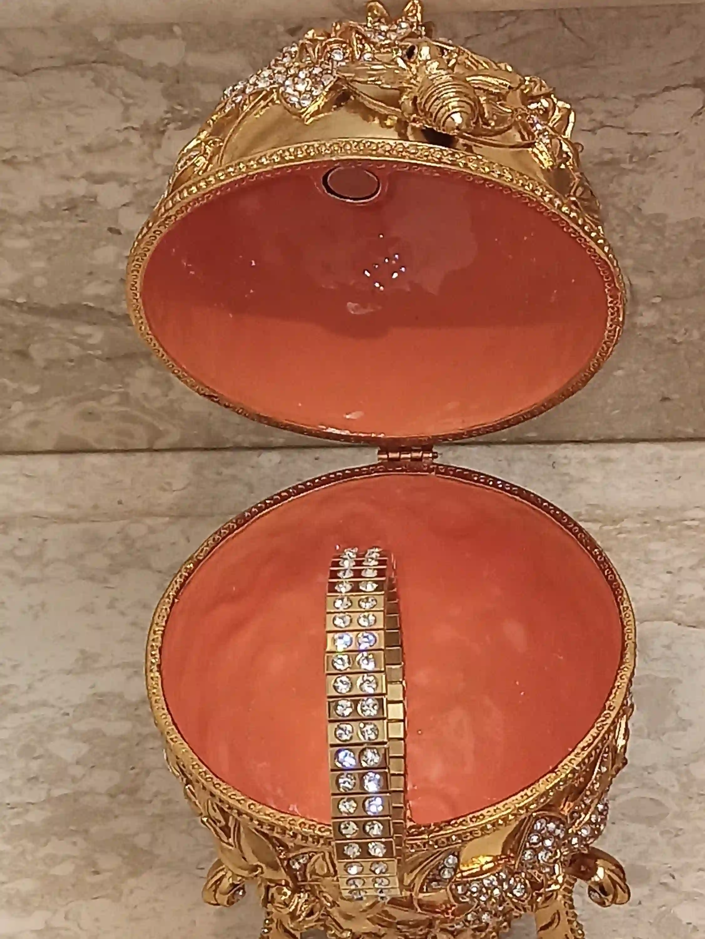 Faberge-Style Jewelry Box Pomegranate Bracelet 24k GOLD 10ct Diamond Jewish New Year GOOD LUCK Jewelry Pomagrant Greek Armenian Her GraduationGift 