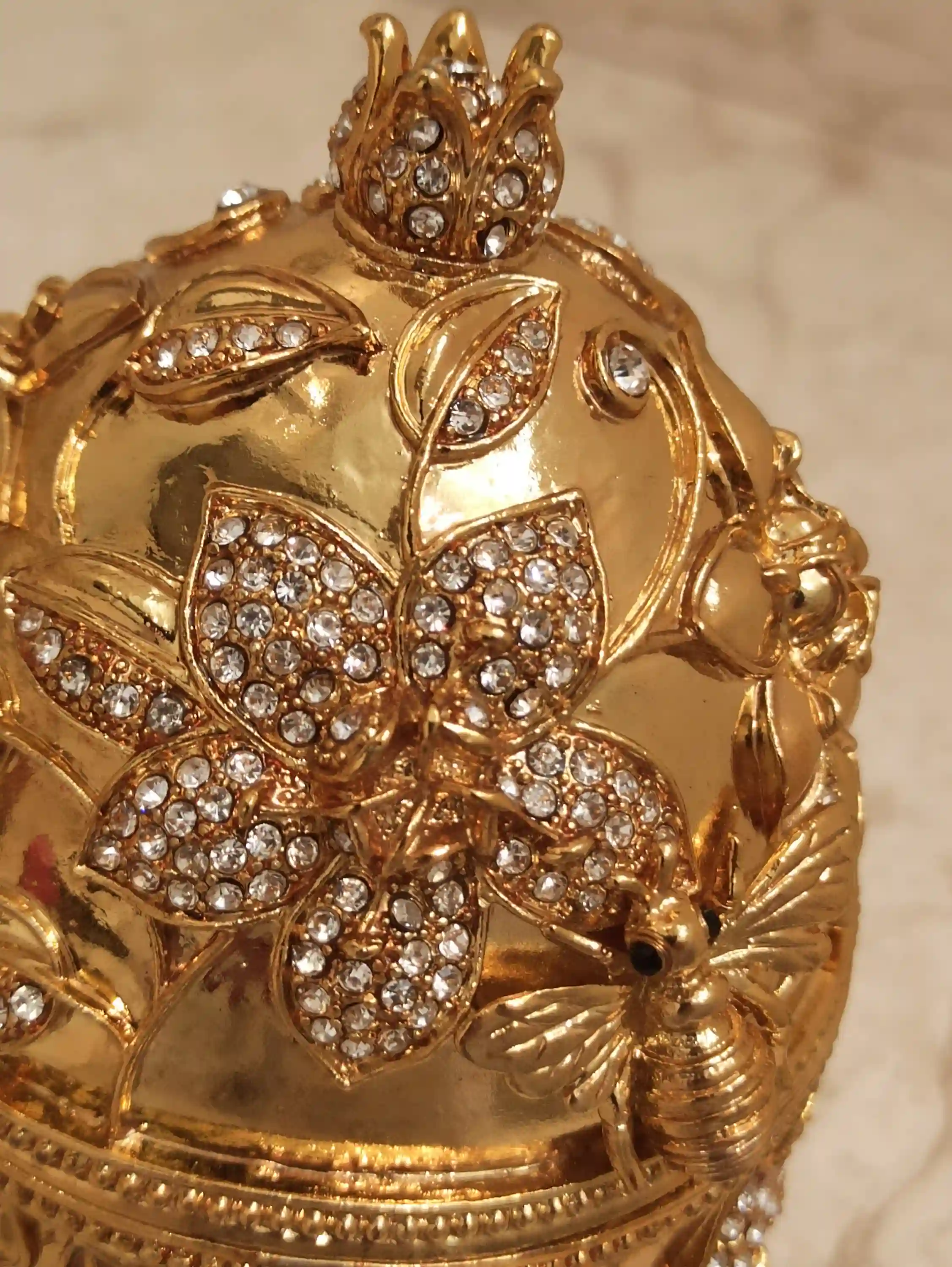 Faberge-Style Jewelry Box Pomegranate Bracelet 24k GOLD 10ct Diamond Jewish New Year GOOD LUCK Jewelry Pomagrant Greek Armenian Her GraduationGift 