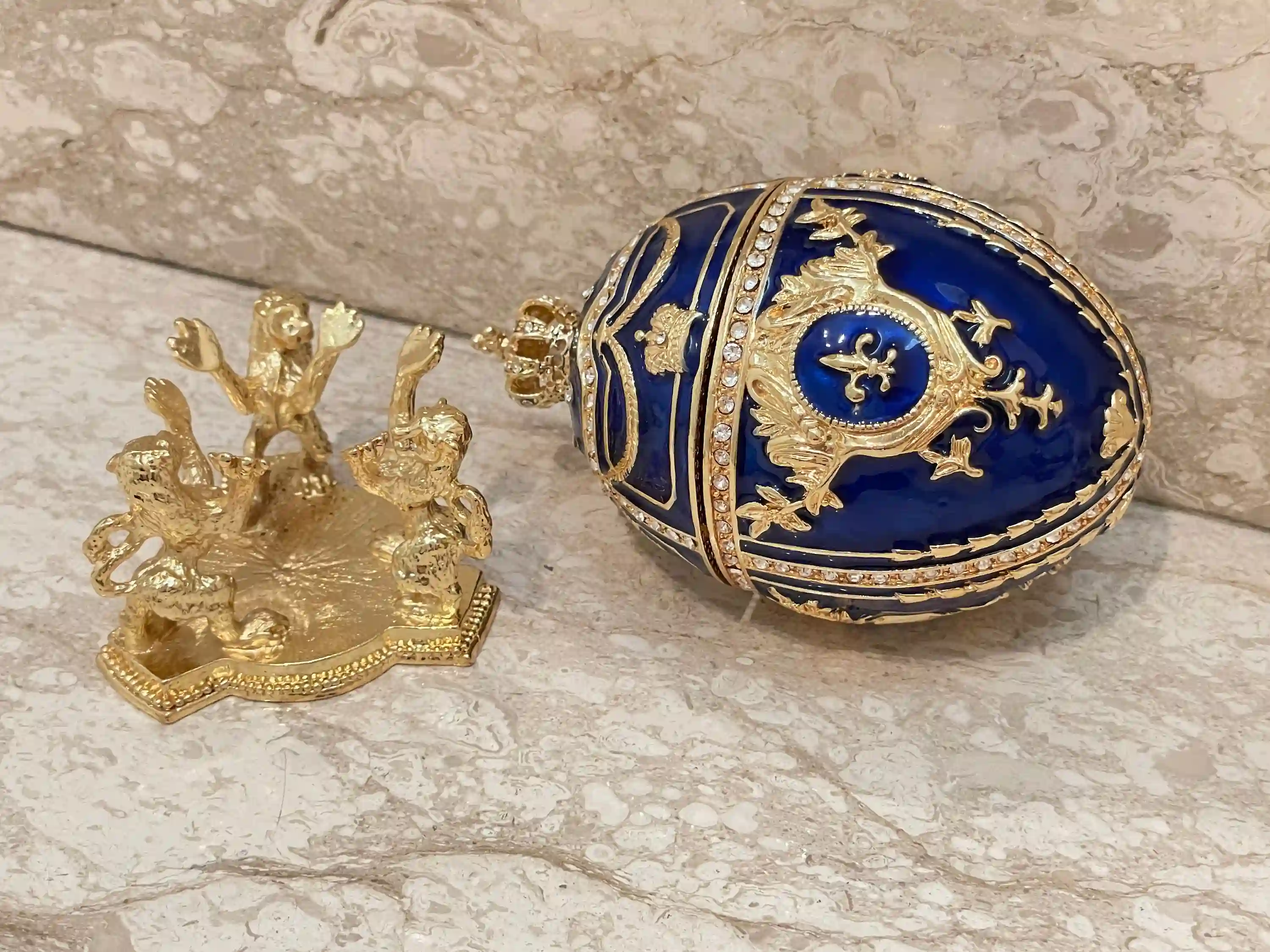 Faberge Egg, Faberge style Imperial Egg, Special Keepsake, Faberge egg, Anniversary Men Birthday gift for him, Luck gifts,24K GOLD HANDMADE 