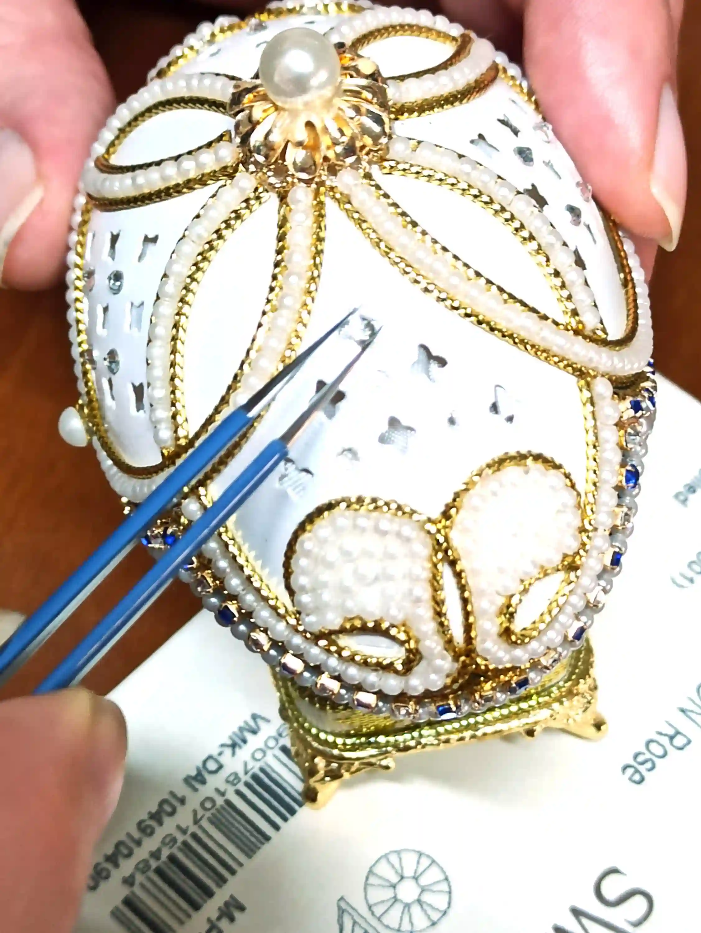 Limited Edition SILVER Faberge-Style Egg Ornament Swarovski Ball Necklace Earring and Bracelet SET Home Decor Fabrege style egg MUSIC Gift for her 