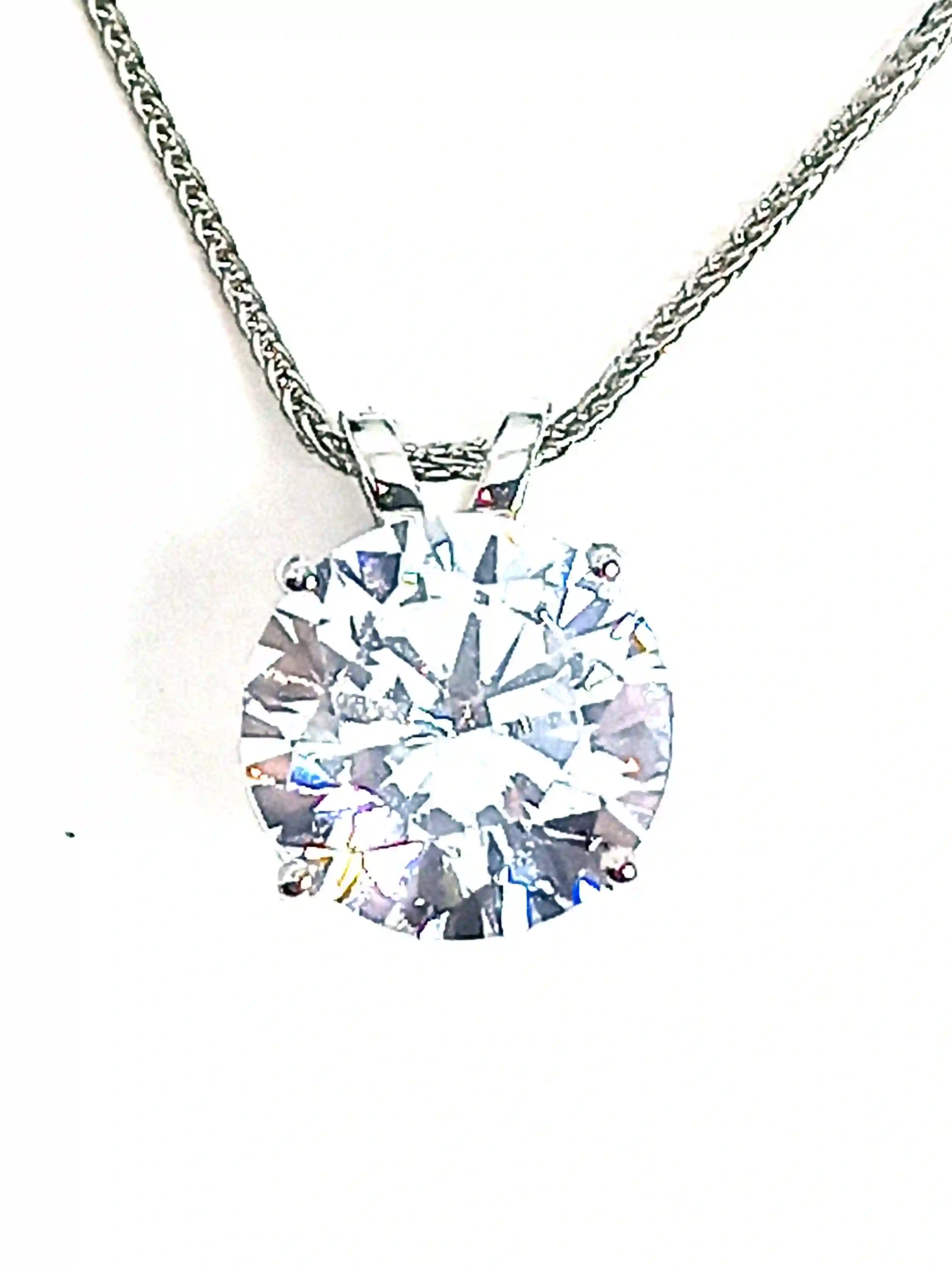 1.5 carat - Solitaire Diamond Pendant Necklace gift for her -8mm- SOLID 18K GOLD Necklace -18