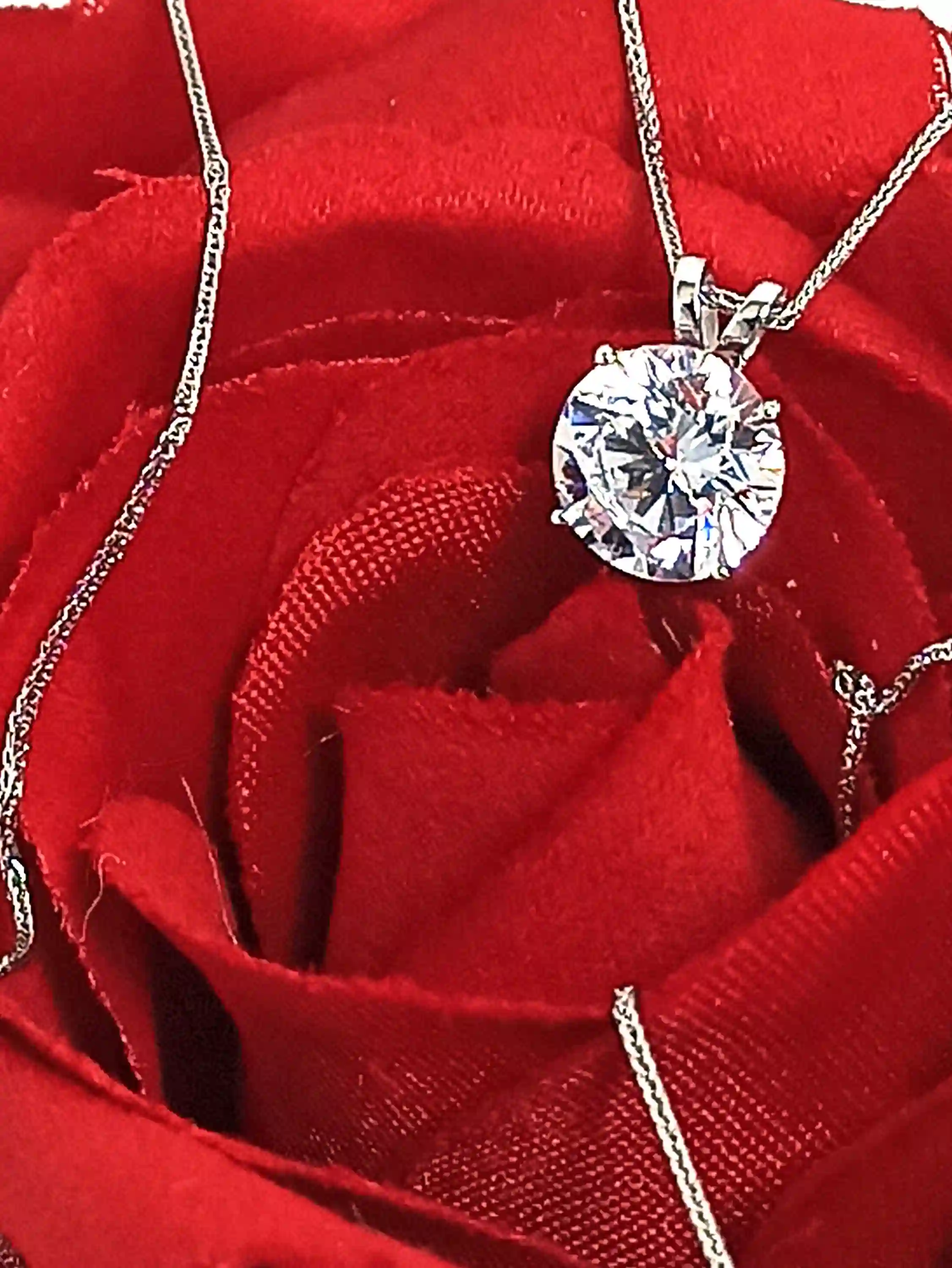 8mm - Solitaire DIAMOND Pendant Necklace White Gold 18k SOLID GOLD Solitaire Pendant gift for her Solitaire Necklace 18