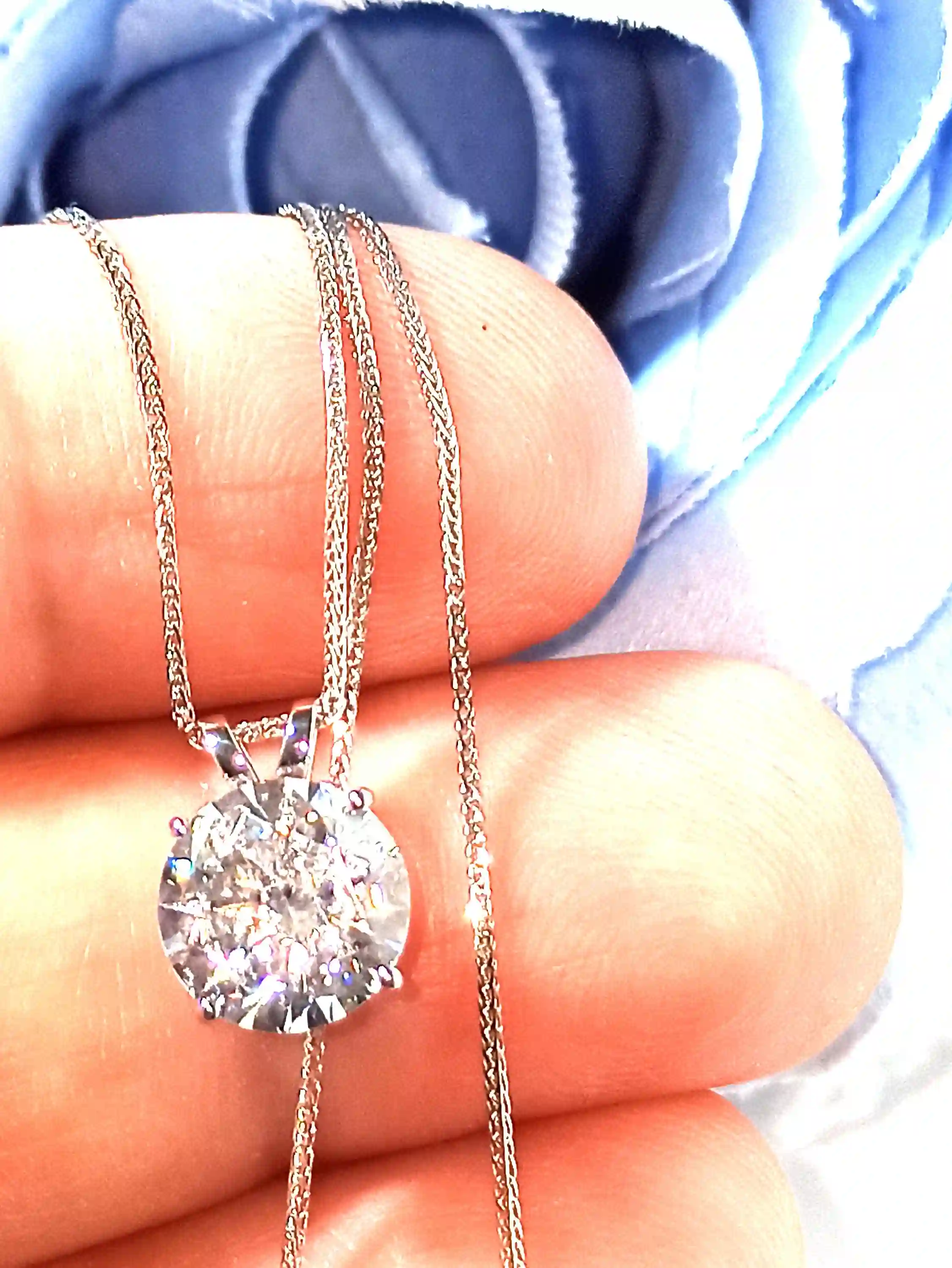 8mm - Solitaire DIAMOND Pendant Necklace White Gold 18k SOLID GOLD Solitaire Pendant gift for her Solitaire Necklace 18