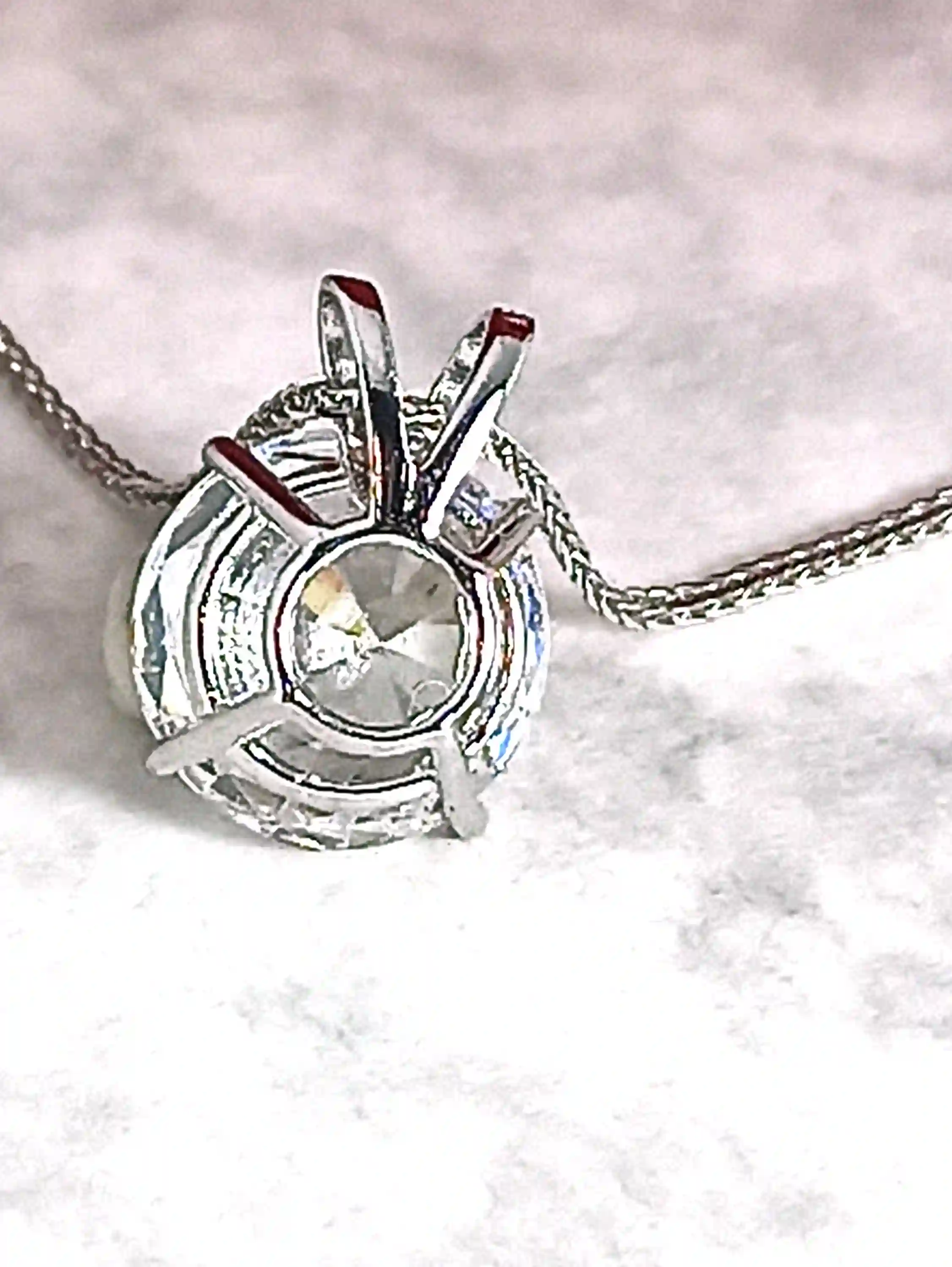 8mm - Solitaire DIAMOND Pendant Necklace White Gold 18k SOLID GOLD Solitaire Pendant gift for her Solitaire Necklace 18
