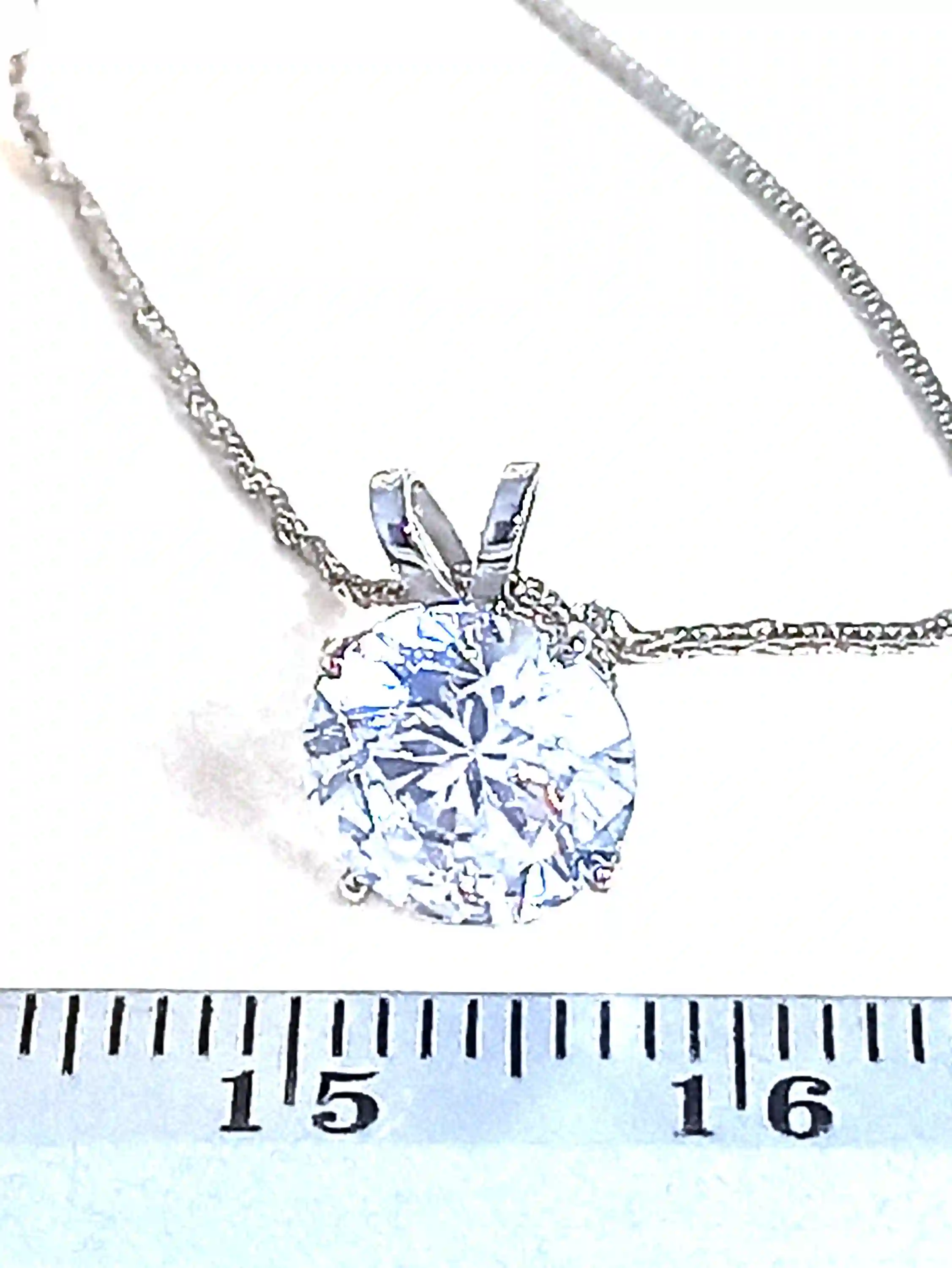 8mm - Solitaire DIAMOND Pendant Necklace White Gold 18k SOLID GOLD Solitaire Pendant gift for her Solitaire Necklace 18