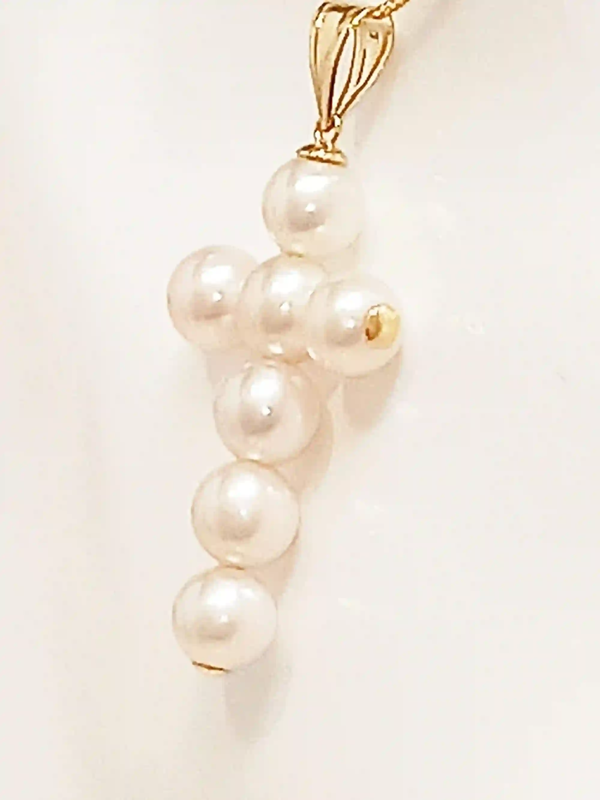 18k GOLD PEARL Gold Crucifix Pendant Gift for her Religious Pearl Cross Necklace Cross Pendant Christian Baptism Gift Girl Christening Cross 