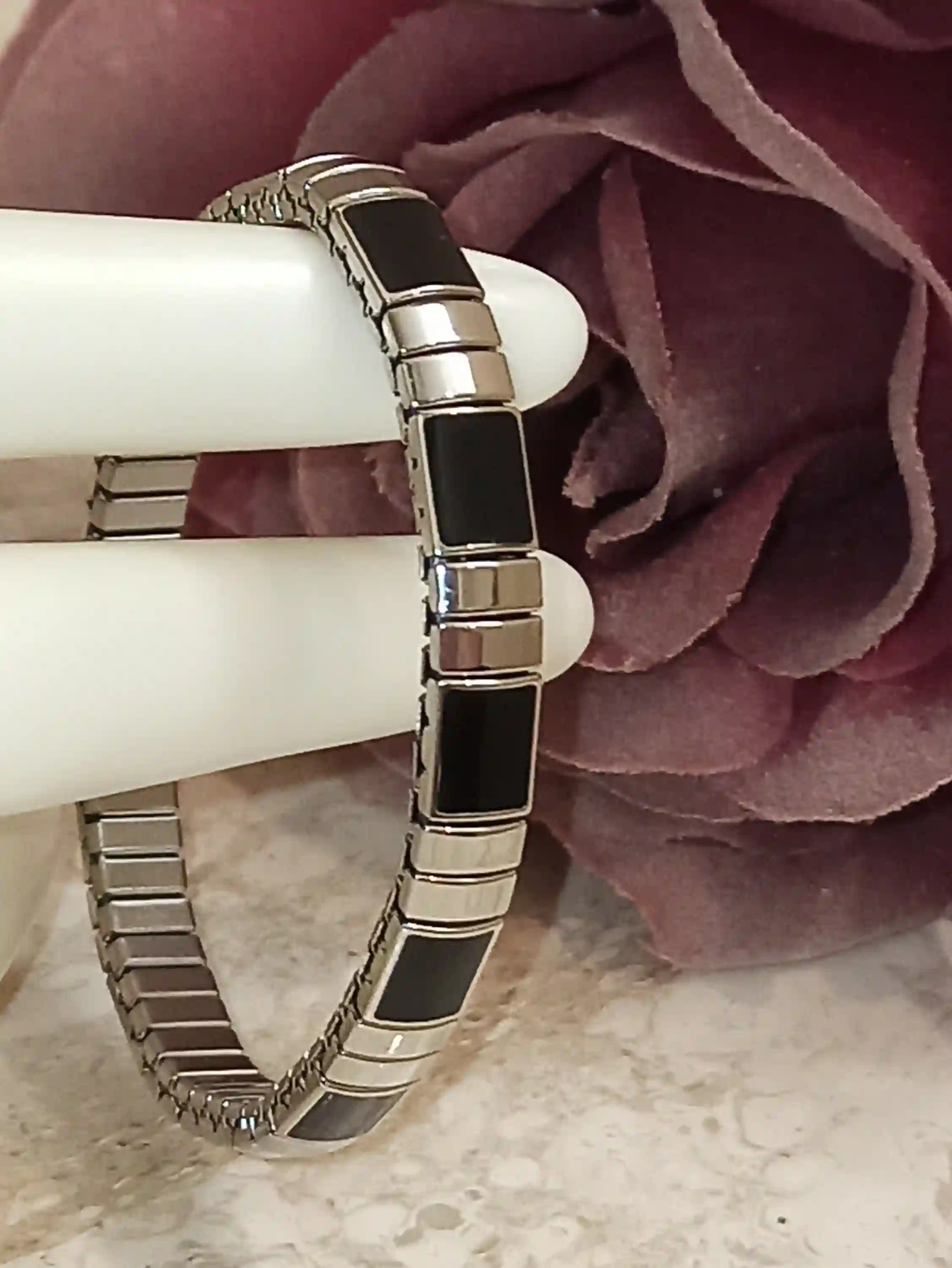 SILVER Onyx Memorial Bracelet for women and men/Remembrance bracelet/Memorial bracelet mom/Grief bracelet/Grief Jewelry/Memorial Jewelry Son 