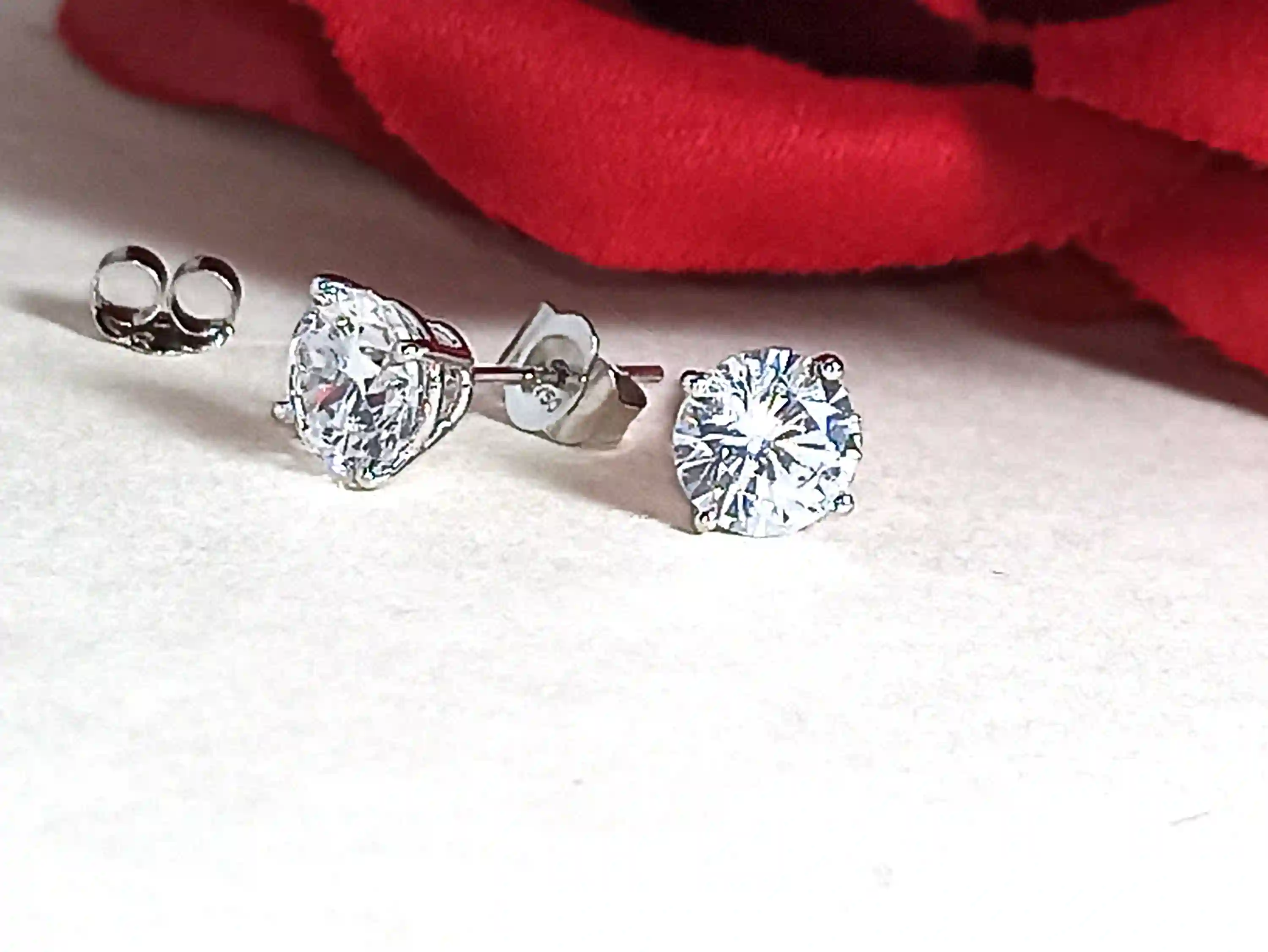 2ct Diamond Earrings Solitaire SOLID 18K GOLD Earrings White Gold Anniversary Gift Diamond Studs Solitaire Earrings Diamond Jewelry 6.5mm 