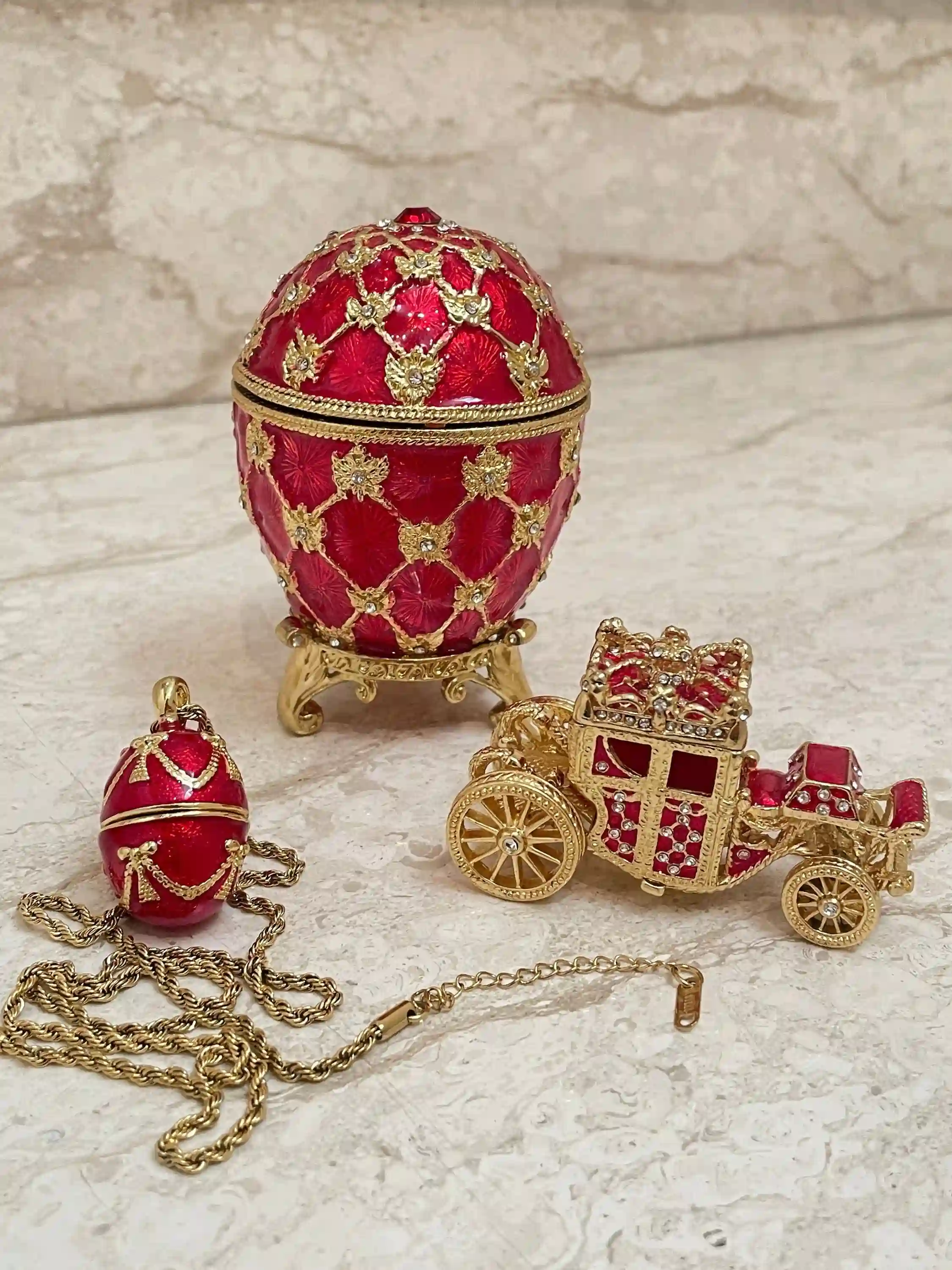 Faberge Ruby Faberge style egg & Faberge Pendant - Red Faberge egg Perfect gift to her HANDMADE Faberge Luxury Jewelry box egg 24k GOLD 