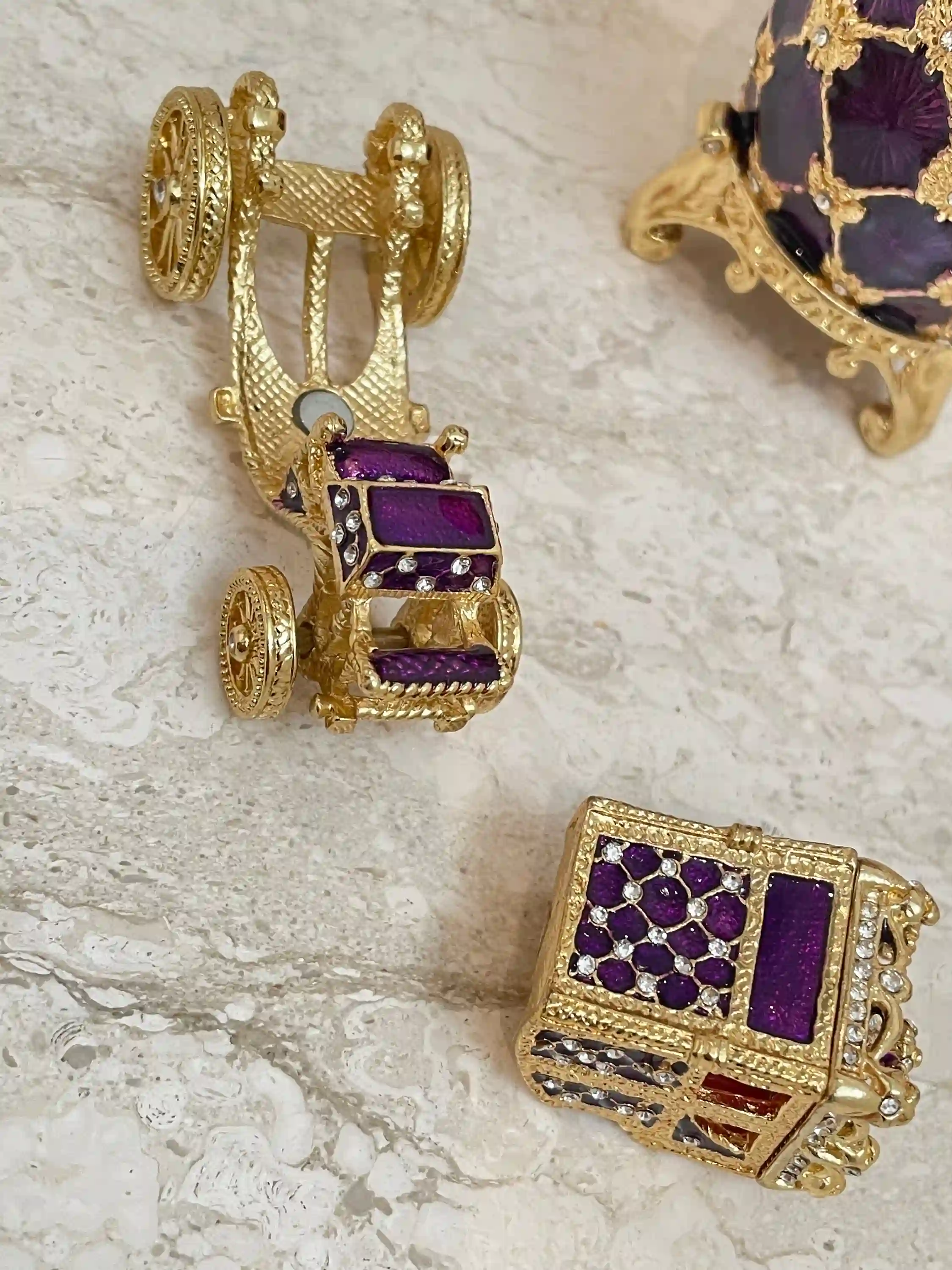 Amethyst Faberge egg EMPEROR Faberge style Egg Guilloche Enamel Boyfriend Grad Gift for him 24k GOLD Austrian Crystal HANDSET Home decor 