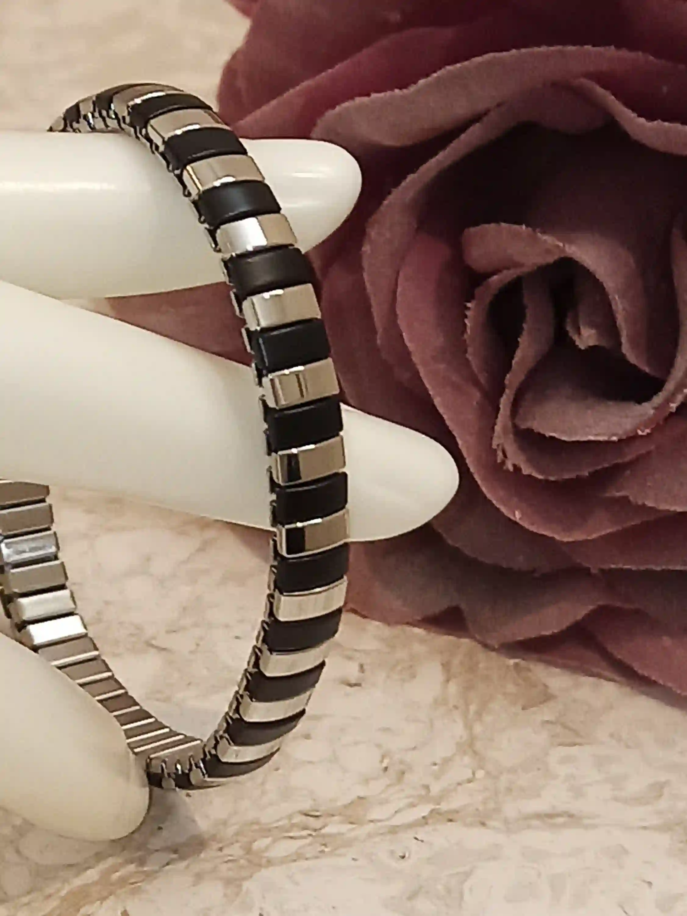 ONYX Silver Bracelet/HANDMADE Unisex Bracelet/Simple Black SILVER Bracelet/Birthday Jewelry gift/Minimal bracelet/Stack Bracelet Silver Gift 