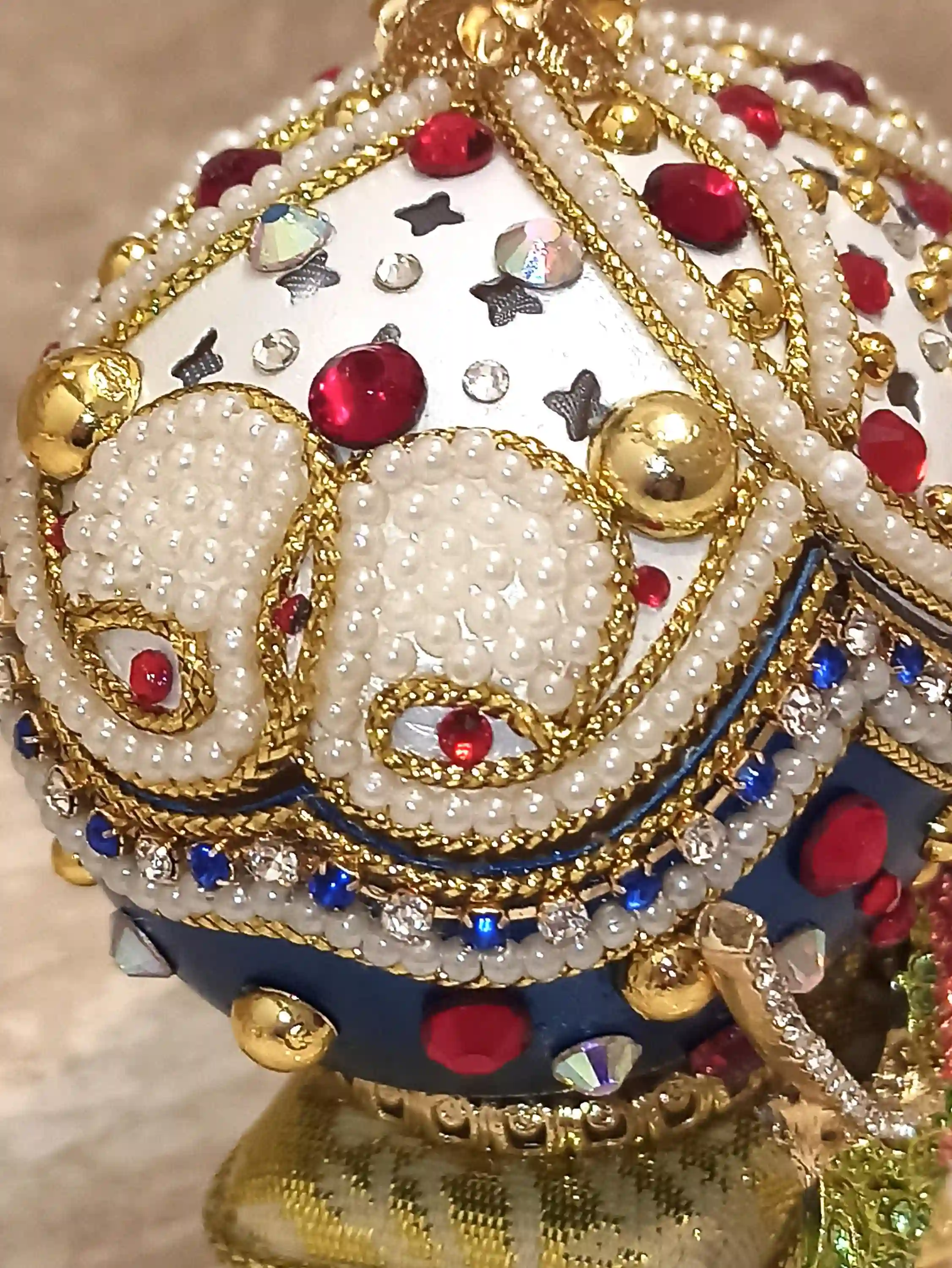 Faberge-Style egg Ornament & Faberge Egg Pendant Ruby Bracelet Gold Gift for women-Faberge Egg style Unique Music Box Home Decor gift for her bday 