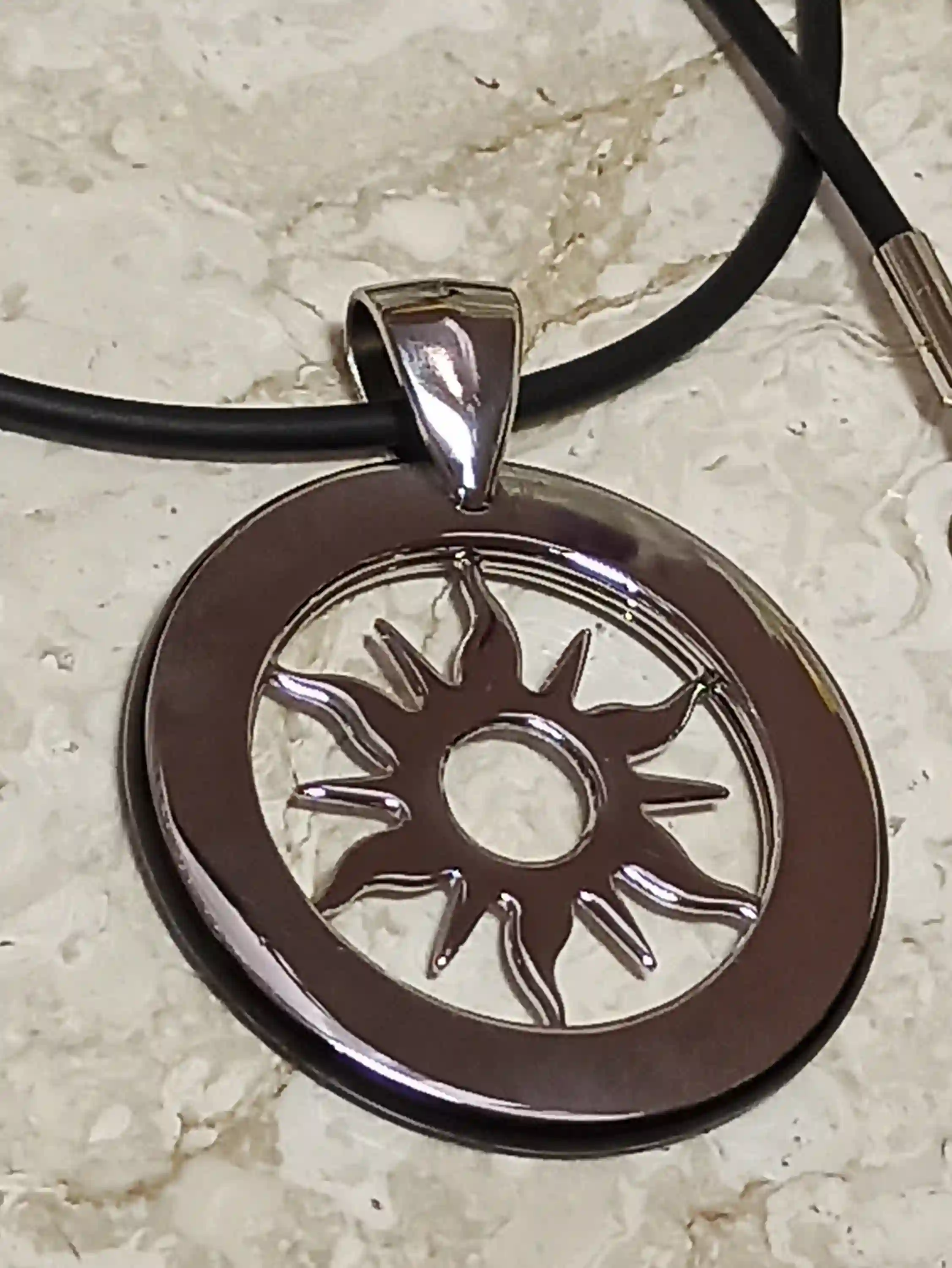 Silver Sun Necklace/Sun Solar Necklace Pendant Viking Norse Jewelry Sun Wheel of Life Sign Celtic Symbol Pagan Necklace Handmade Design 