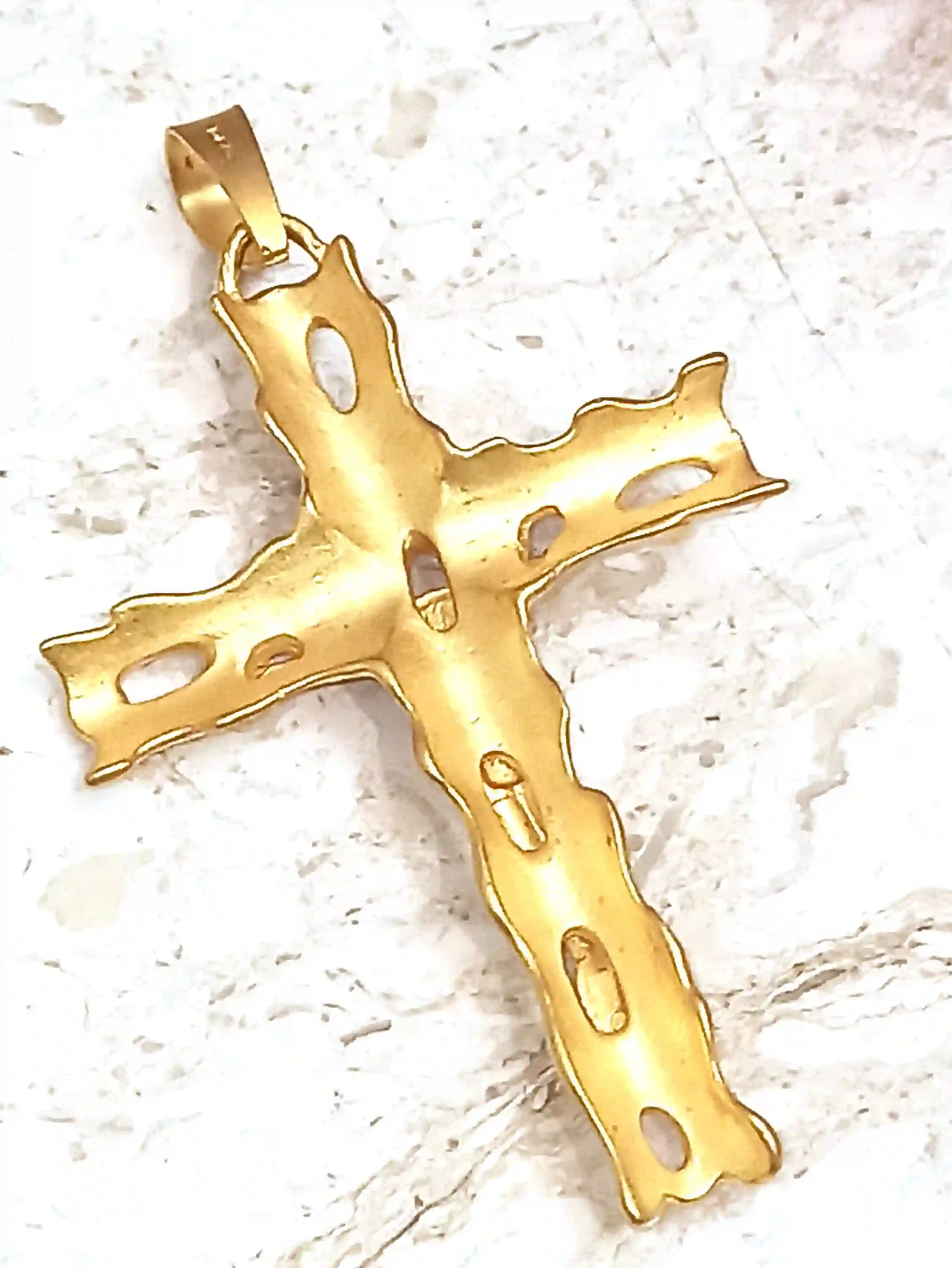 One of a KIND Cross Solid 18kt GOLD Christian Jewelry Cross Crucifix Christian Mom Jesus Christ Cross Unique gift for her- Cross for Women 