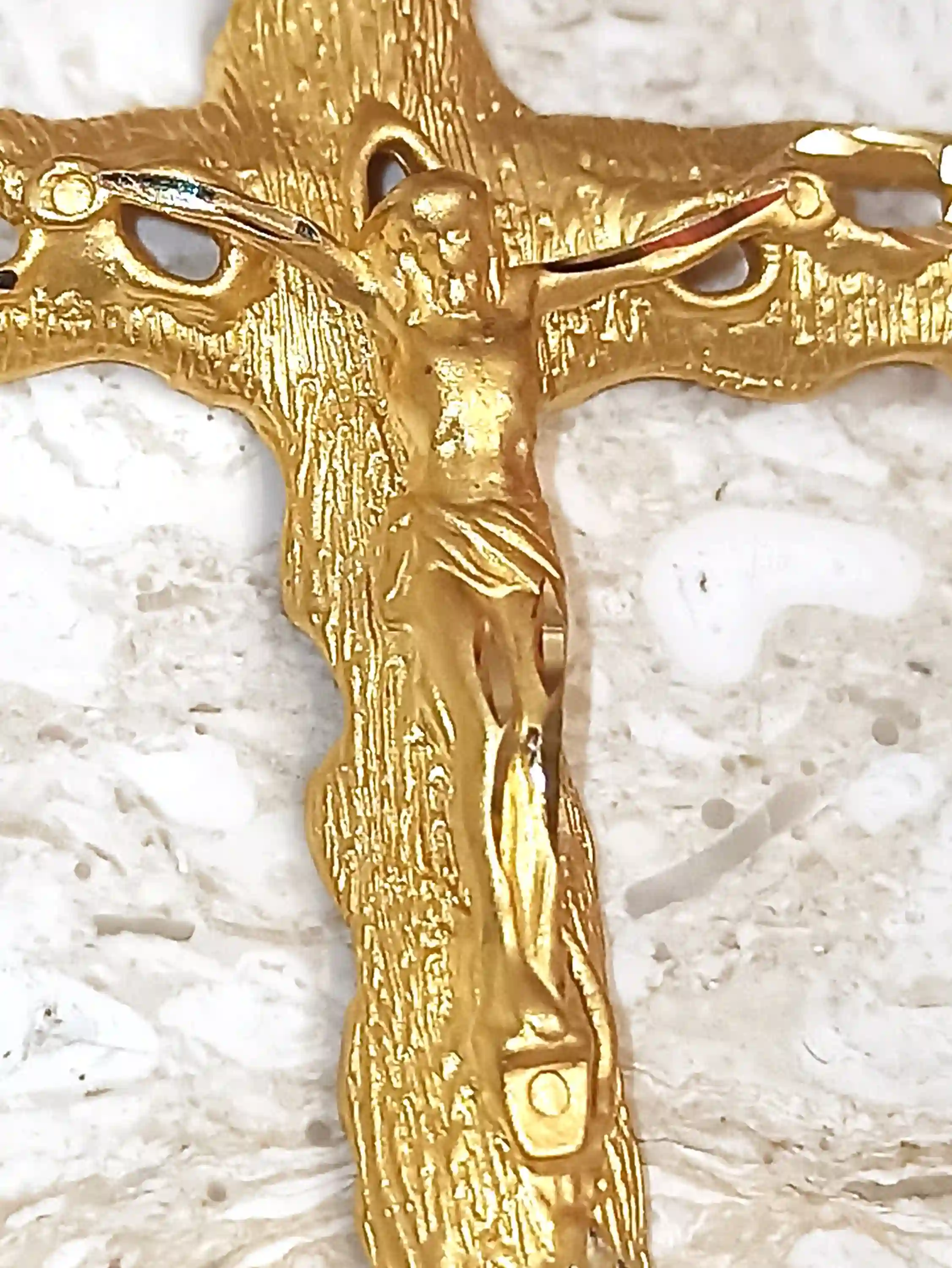 One of a KIND Cross Solid 18kt GOLD Christian Jewelry Cross Crucifix Christian Mom Jesus Christ Cross Unique gift for her- Cross for Women 