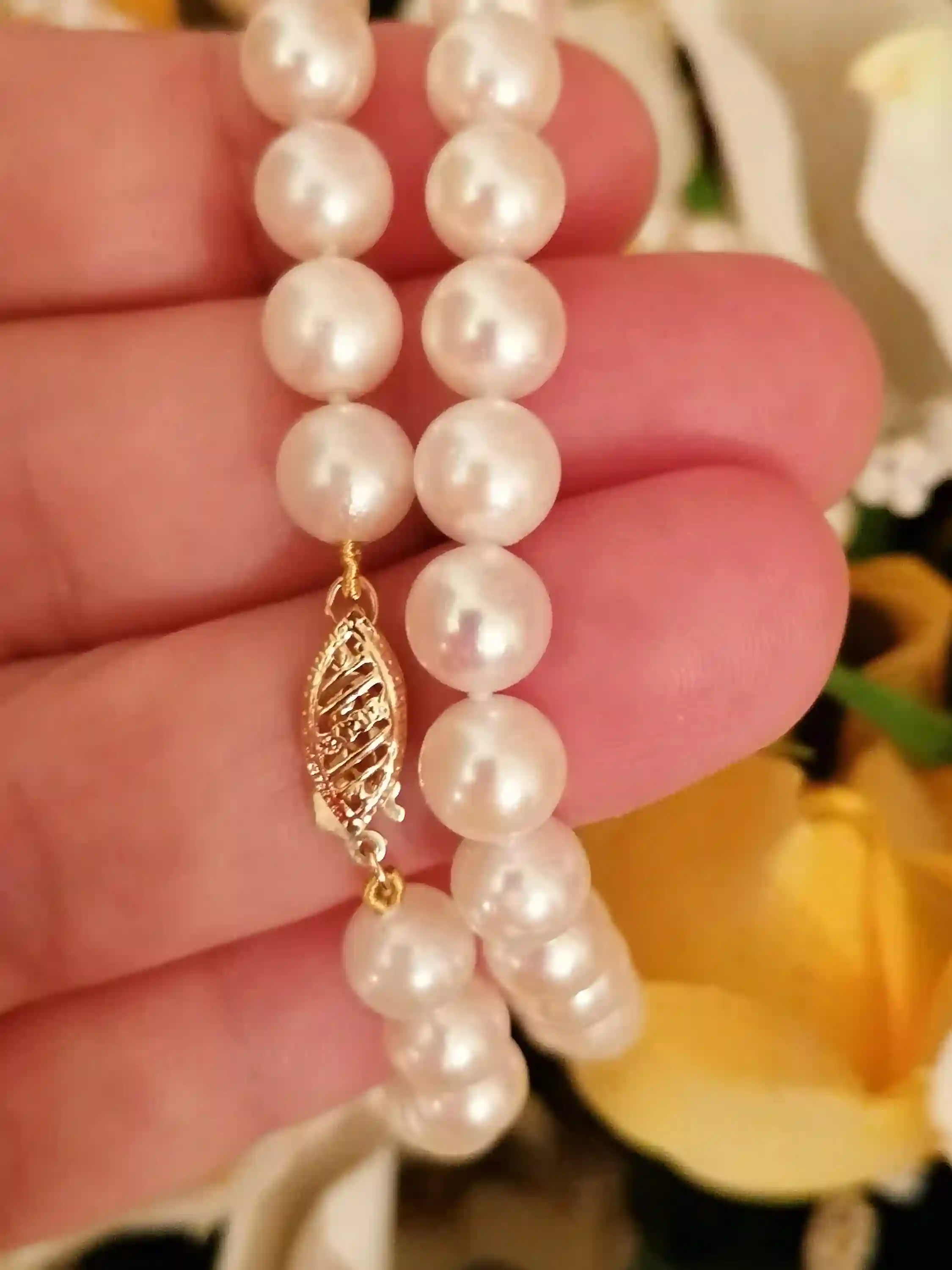 Akoya Pearl Necklace gift AAA grade 18k solid Gold Japanese White NATURAL CULTURED Pearl Necklace Wedding Bridal Jewelry South Sea Pearl 