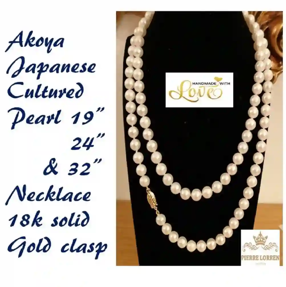 Akoya Pearl Necklace gift AAA grade 18k solid Gold Japanese White NATURAL CULTURED Pearl Necklace Wedding Bridal Jewelry South Sea Pearl 