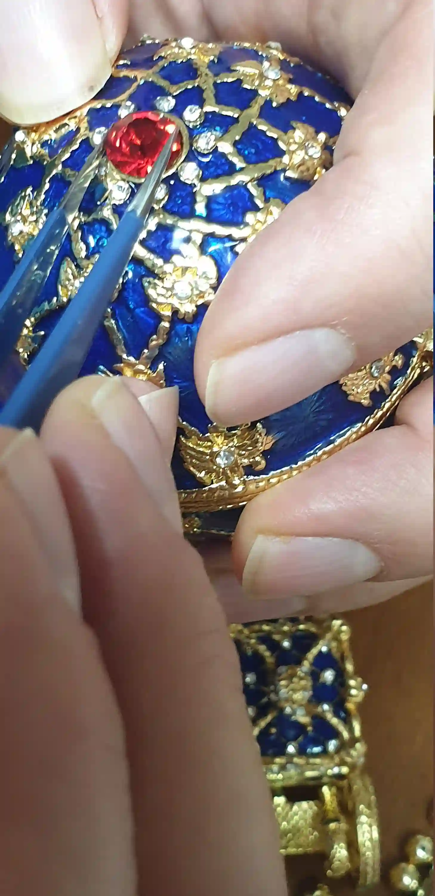 Imperial Faberge Egg Trinket box Carriage 24kGOLD Double-headed Eagle Necklace Keychain for Men gift 10ct HANDSET Austrian Crystal Diamond 