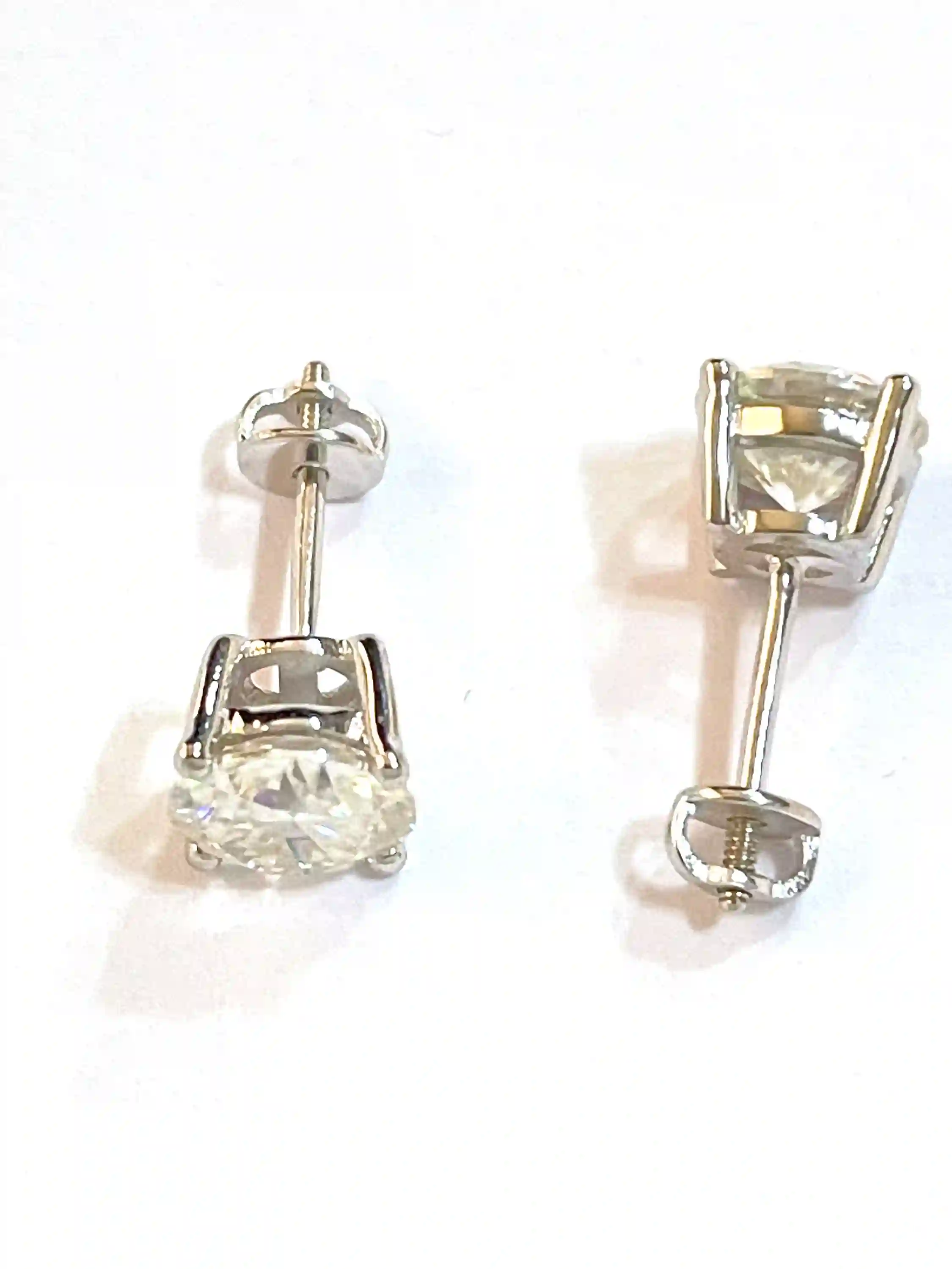 6.5mm Certified Lab Grown DIAMOND Earrings SOLID 18k White GOLD VVS1 2ct Round Diamond Stud Earrings 4 Prong Daily Stud Earring gift for her 