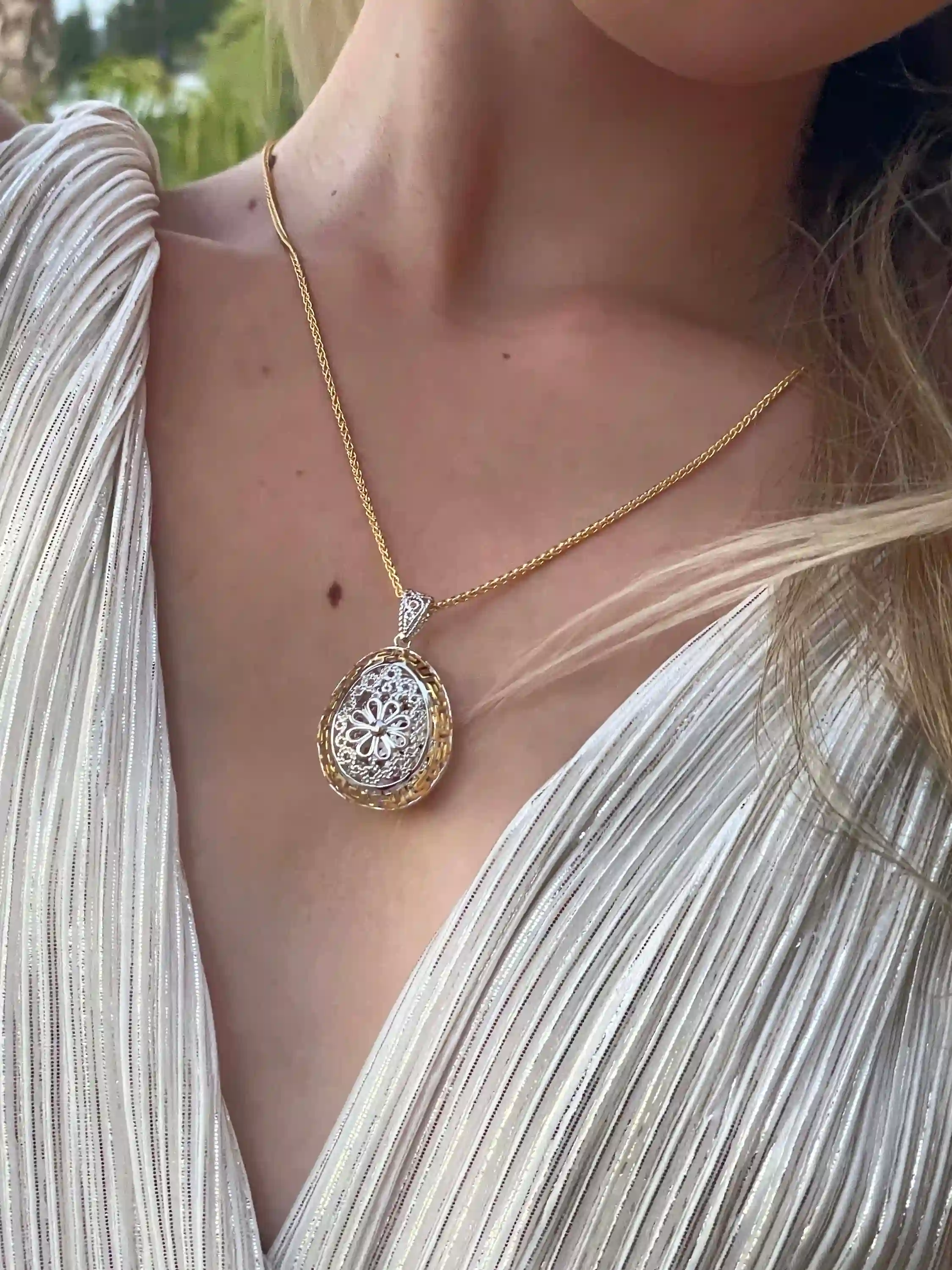 3ct, Faberge Egg Necklace, Sterling SILVER Faberge Egg Pendant, DIAMOND Necklace for women, Faberge Jewelry, Handmade, Faberge Egg Style egg 
