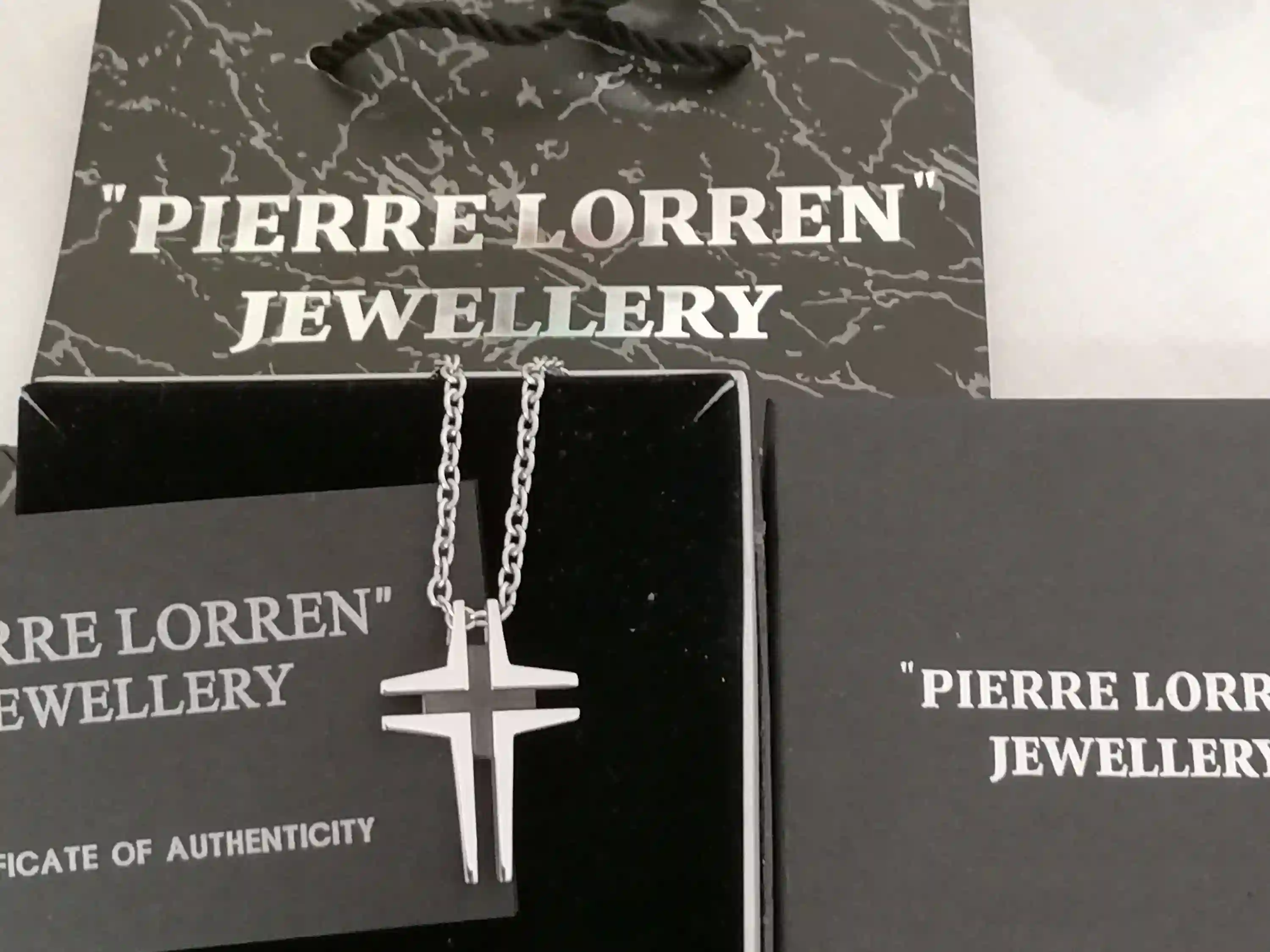 Cross necklace pendant for men/Onyx Cross chain necklace gift for him/ SURGICAL stainless steel CHRISTIAN cross for Godson Handmade Jewelry 