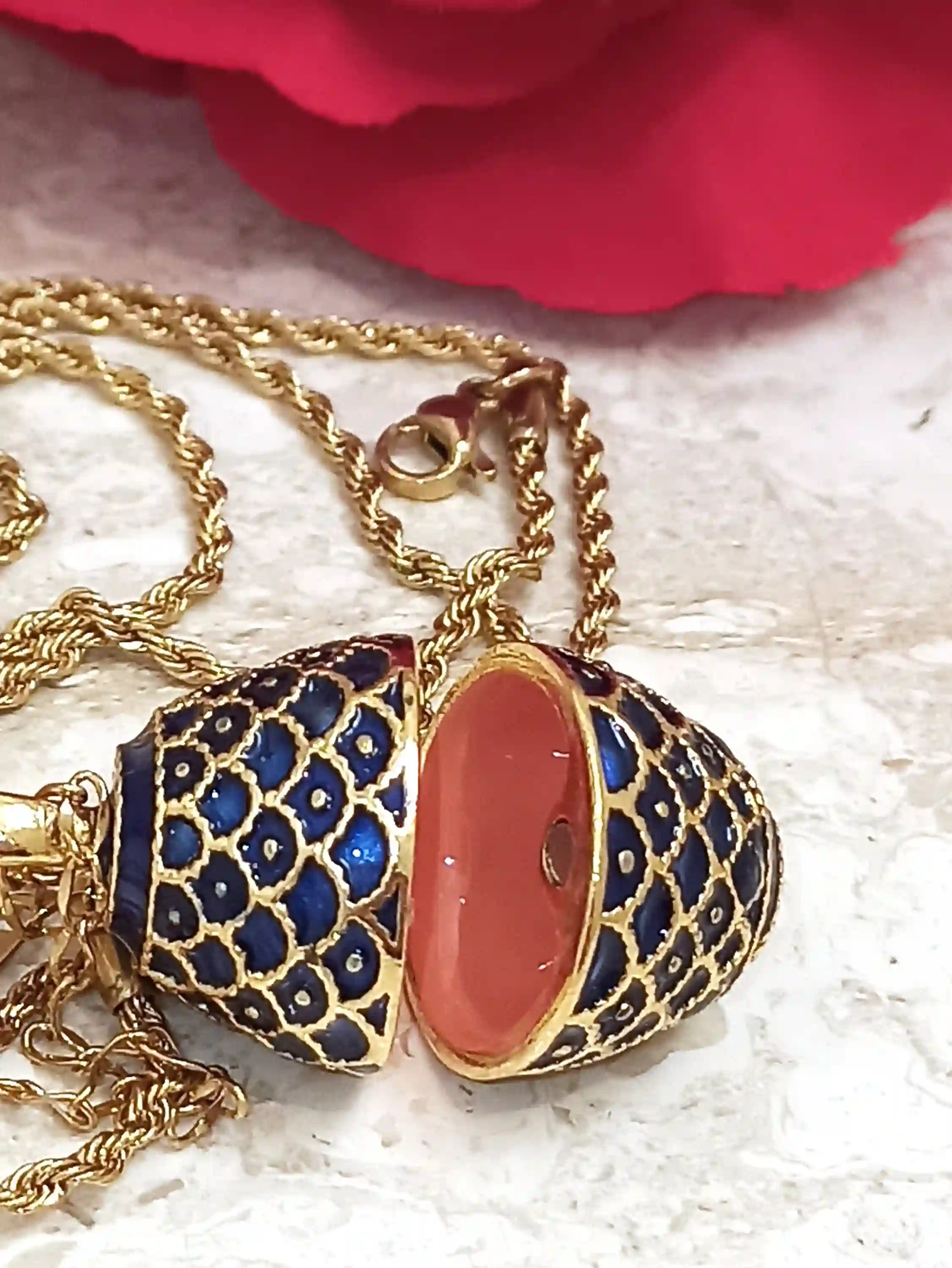 HANDMADE Faberge Egg Style Pendant Guilloche Enamel 24KGold Sterling Silver Egg Necklace Imperial Faberge Egg Easter + Blue Bracelet Jewelry 