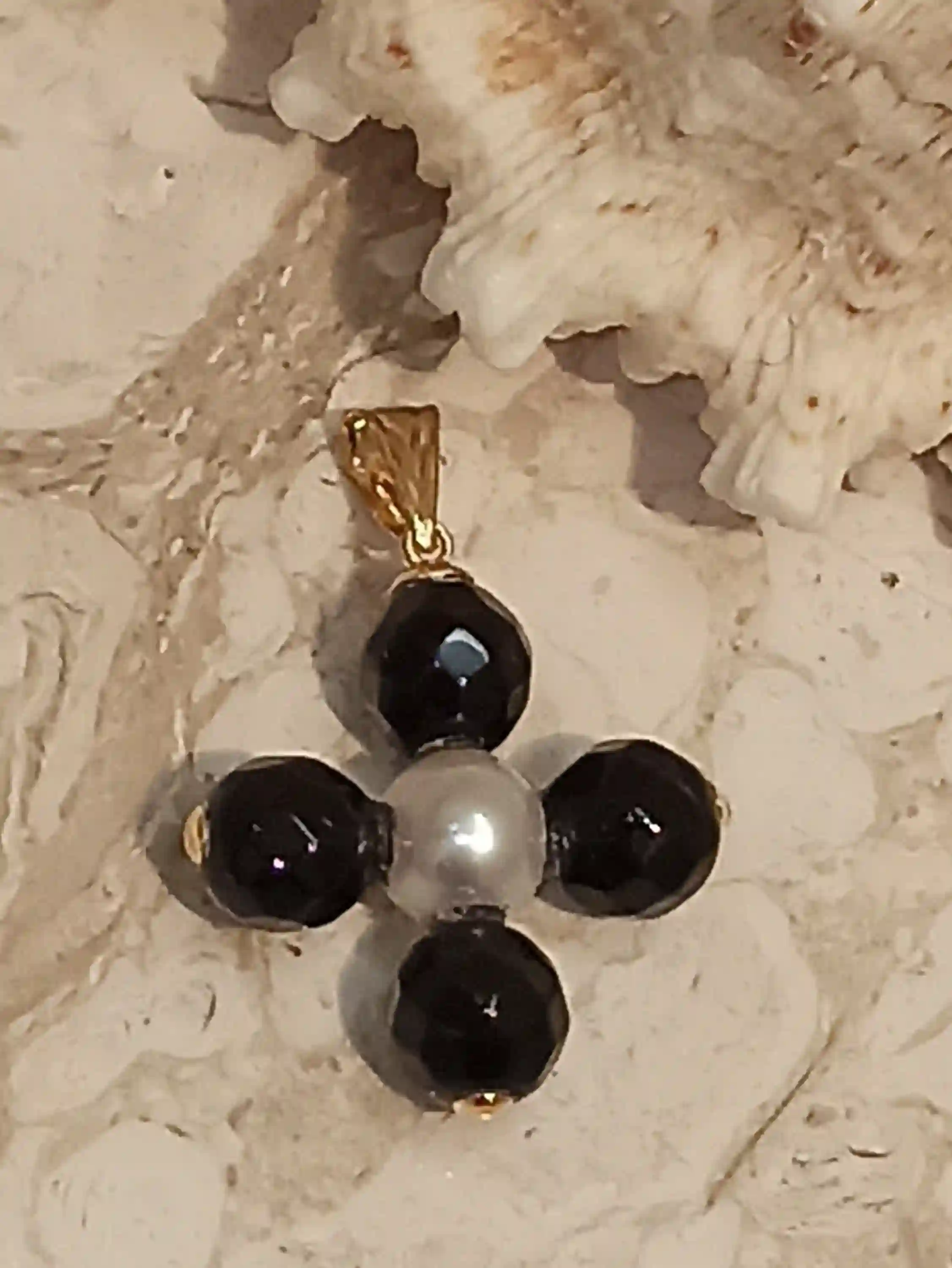 Graduation Cross Pearl for Jewelry 18k GOLD Pendant Cross Crucifix for girlfriend Birthday Christian Cross ONYX GEMSTONE Cross Jewelry women 