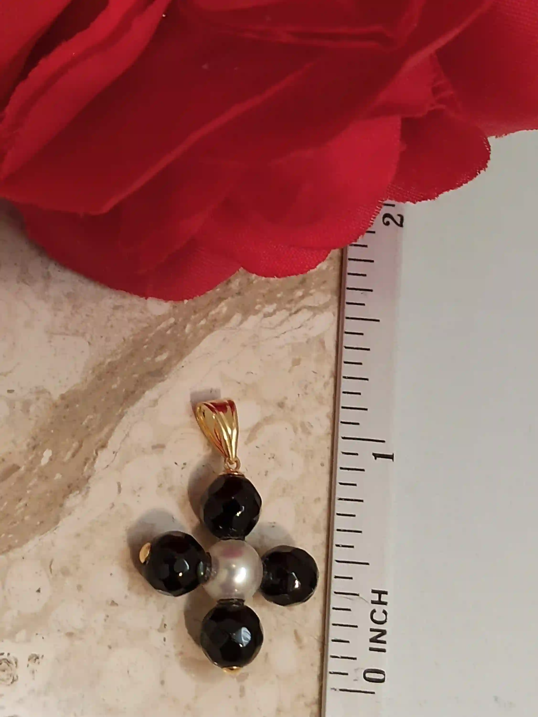 Graduation Cross Pearl for Jewelry 18k GOLD Pendant Cross Crucifix for girlfriend Birthday Christian Cross ONYX GEMSTONE Cross Jewelry women 