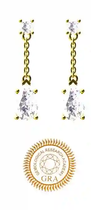 Solid Yellow Gold 18k Diamond Earrings Tear Drop Diamond Dangle Diamond Drop Earrings Daughter Bridal Shower Gift Solitaire Diamond 2ct 