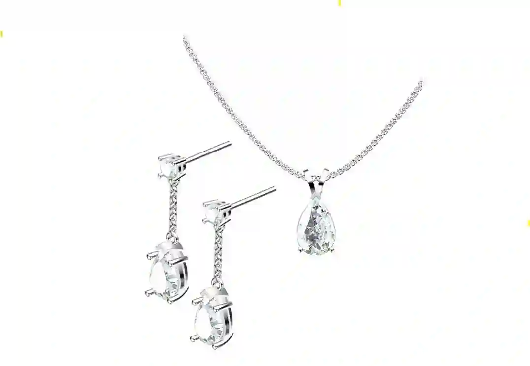 4 carat DIAMOND SOLID 18k Gold Platinum Pear Shaped diamond Wedding SET Earrings Diamond Pendant Necklace White Gold Bridal Jewelry for her 