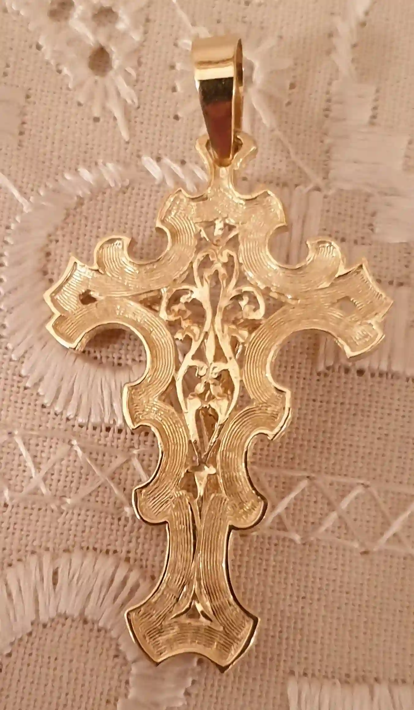 18kt SOLID GOLD Cross Pendant Woman/Crucifix Jewelry Christian Gifts for Women/HANDMADE Byzantine Jewellery Religious Cross Jesus Gold Charm 