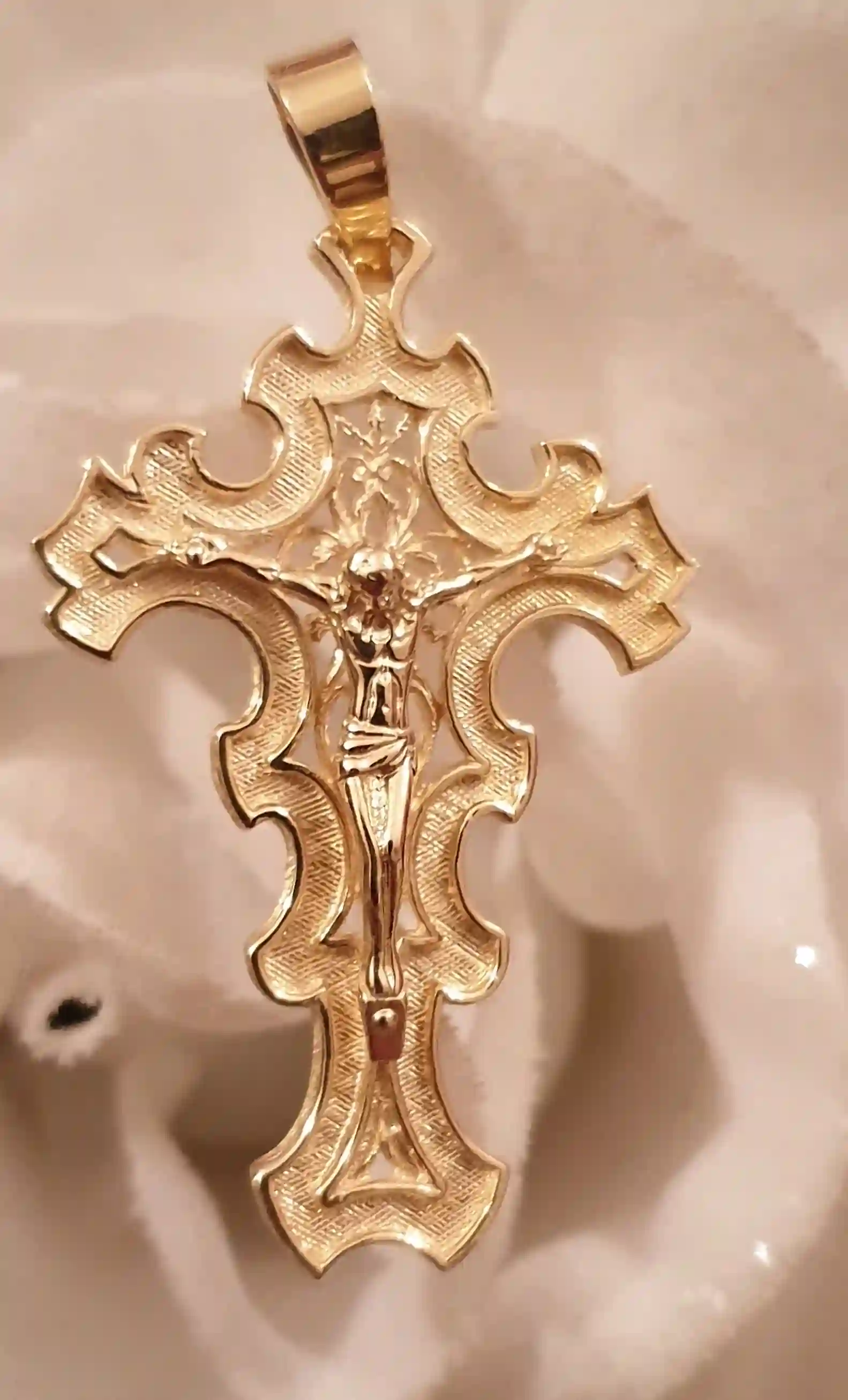 18kt SOLID GOLD Cross Pendant Woman/Crucifix Jewelry Christian Gifts for Women/HANDMADE Byzantine Jewellery Religious Cross Jesus Gold Charm 