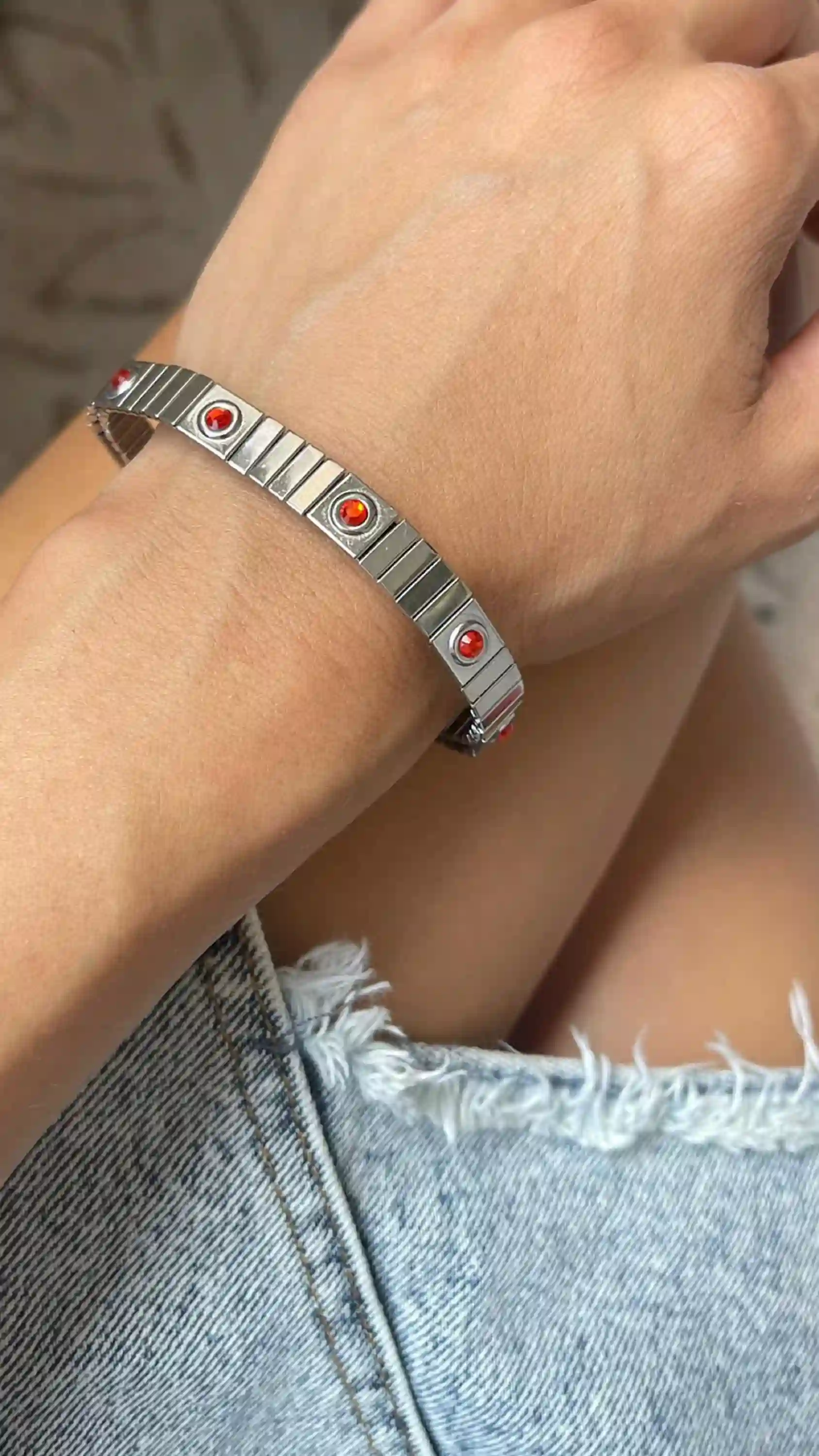 Red Garnet Bracelet SILVER Couple Jewelry January Birthstone UNISEX Gemstone Bracelet HANDMADE Jewellery Everyday Stackable Bracelet 1.35ct 