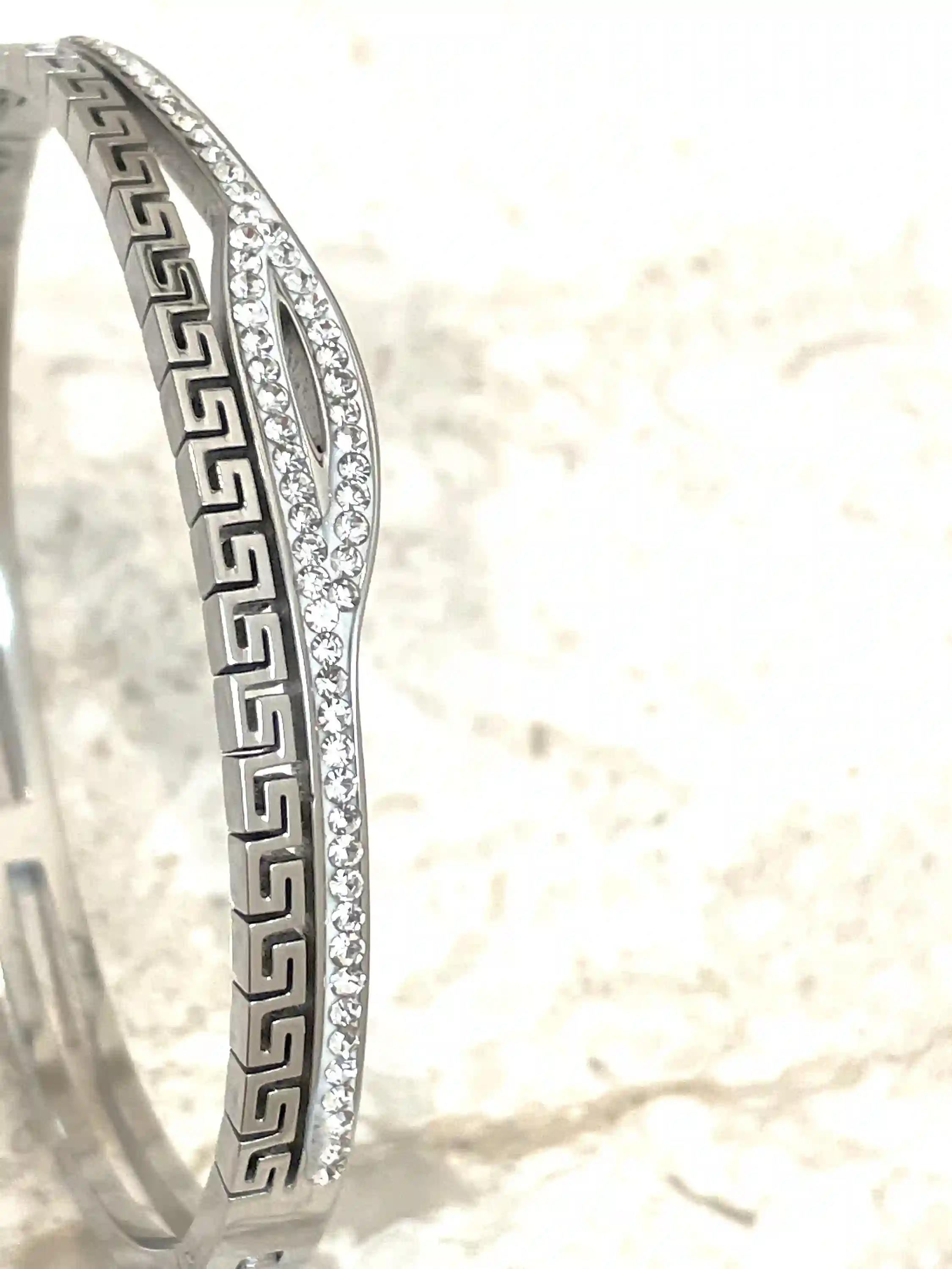 Designer Grecian Jewelry Pure White Gold Vermeil Fine Greek key Bracelet Meander Bracelet Egyptian Jewelry Eye PROTECTION Bracelet Swaroski 