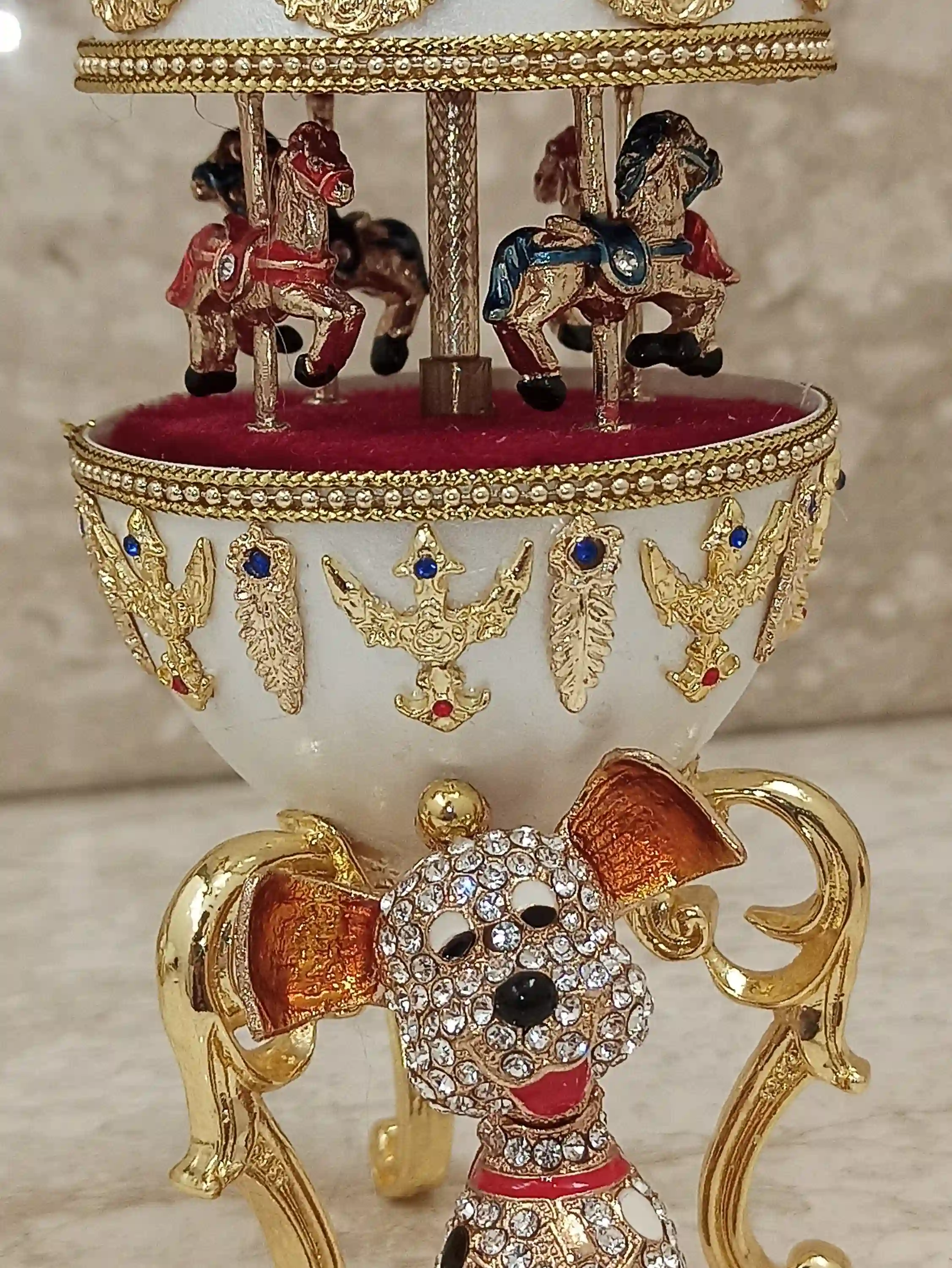 Dog Lover Gift-Dog Music box-ONLYONEOF-FABERGE Animal Music Box -Dog Owner Gift-HANDCARVED Natural Egg 24kt Gold 400 Handset AustrianCrystal 