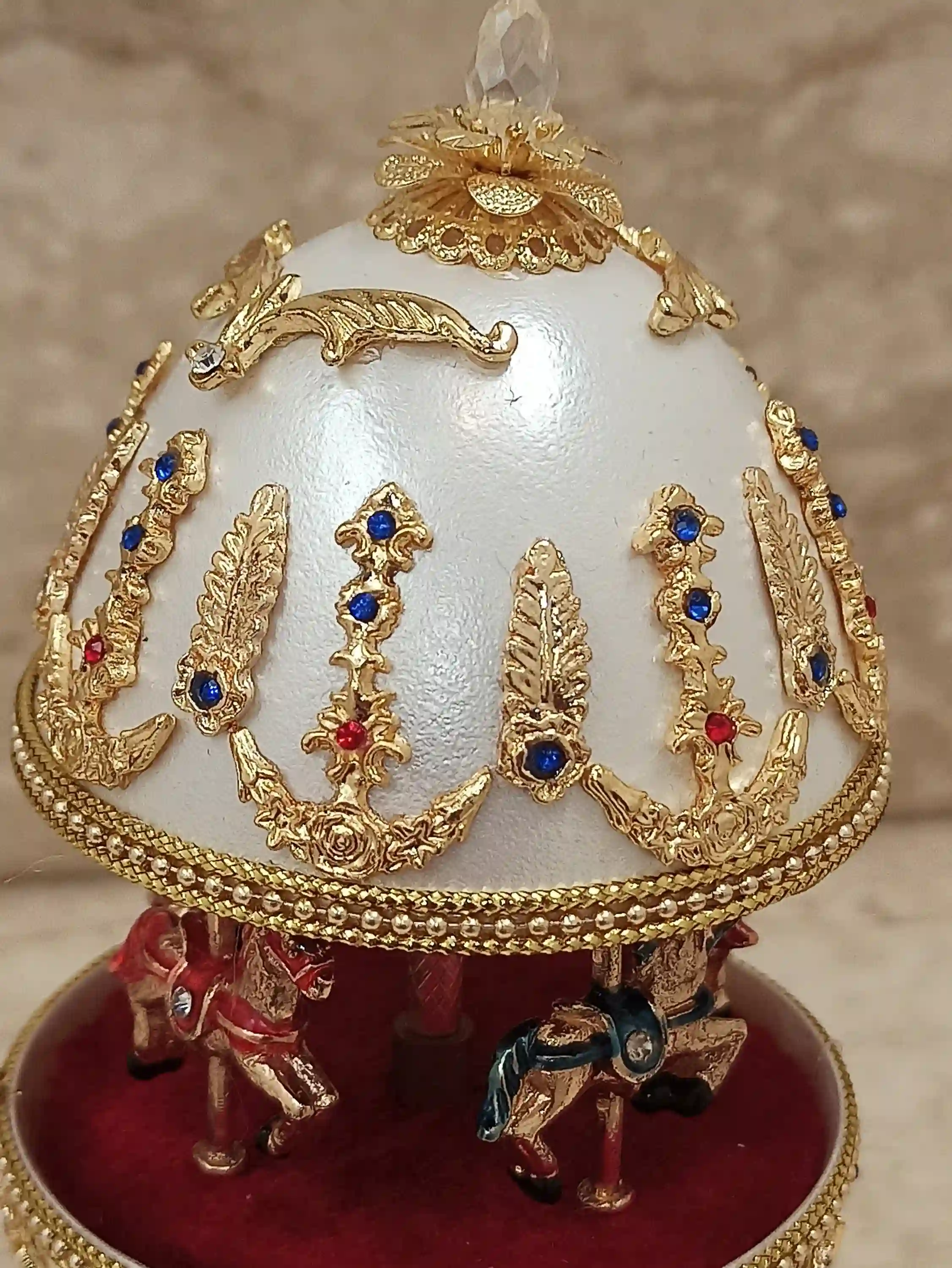 Dog Lover Gift-Dog Music box-ONLYONEOF-FABERGE Animal Music Box -Dog Owner Gift-HANDCARVED Natural Egg 24kt Gold 400 Handset AustrianCrystal 