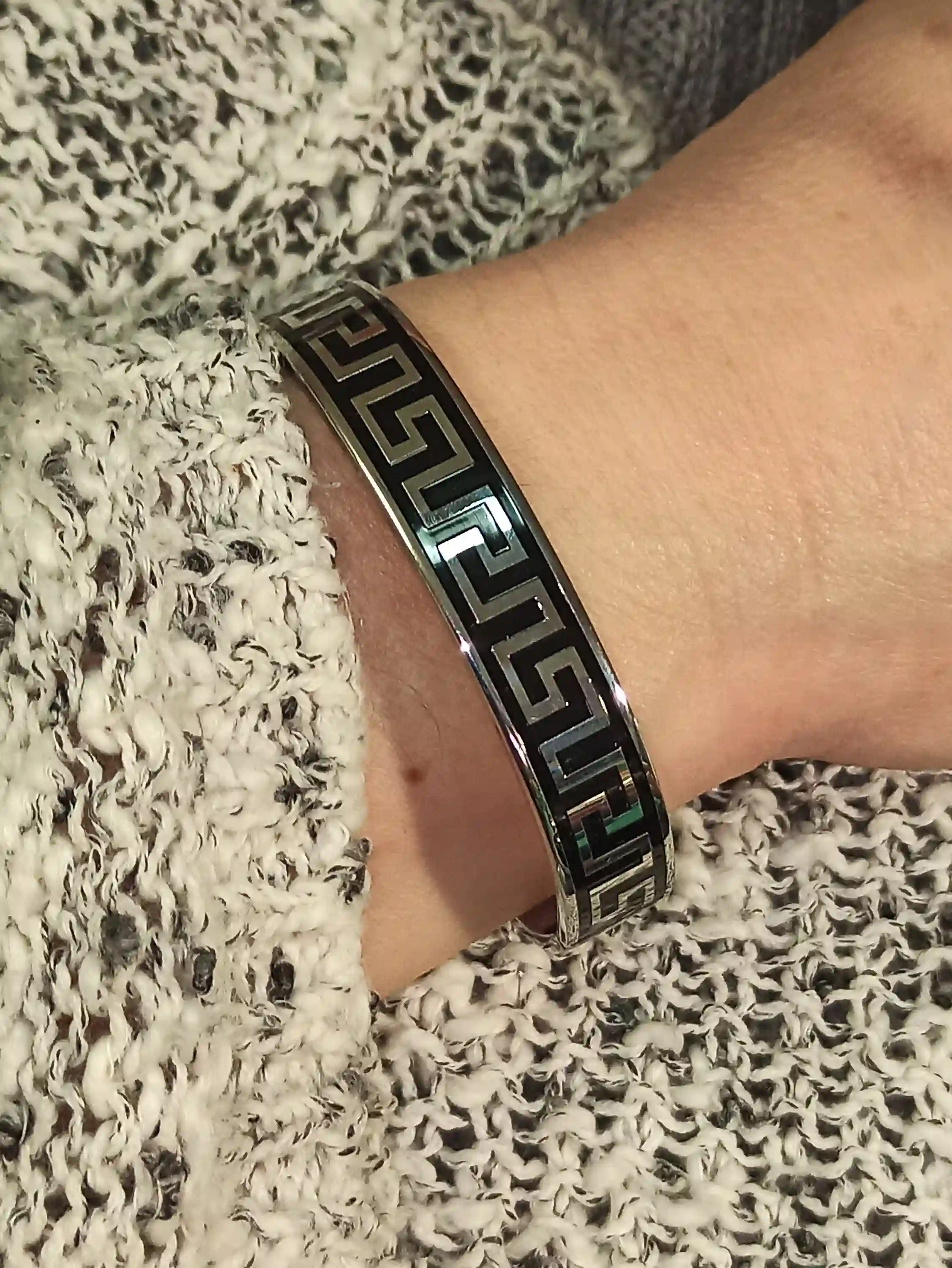 Silver Bangle Bracelet for women/Greek Key Bracelet/Meander Bracelet/Greek Key Bangle/Greek Jewelry/Birthday Gift for Her Friend Teacher mum 