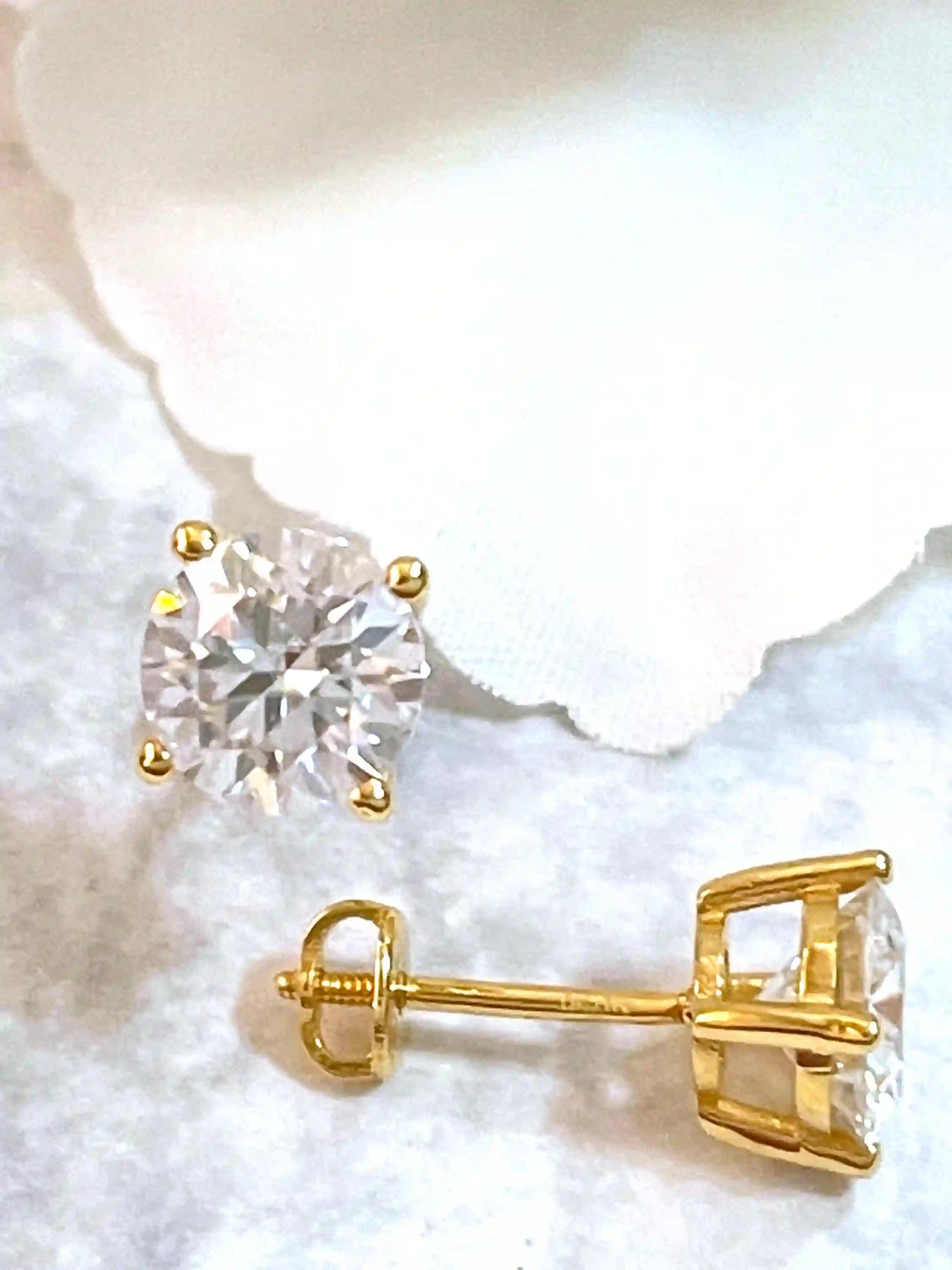 2 carat Diamond Earrings - SOLID 18k Gold Jewelry - Certified Diamond Earrings - Wedding Earrings - Stud Earrings - 2 carat Stud Solitaire 