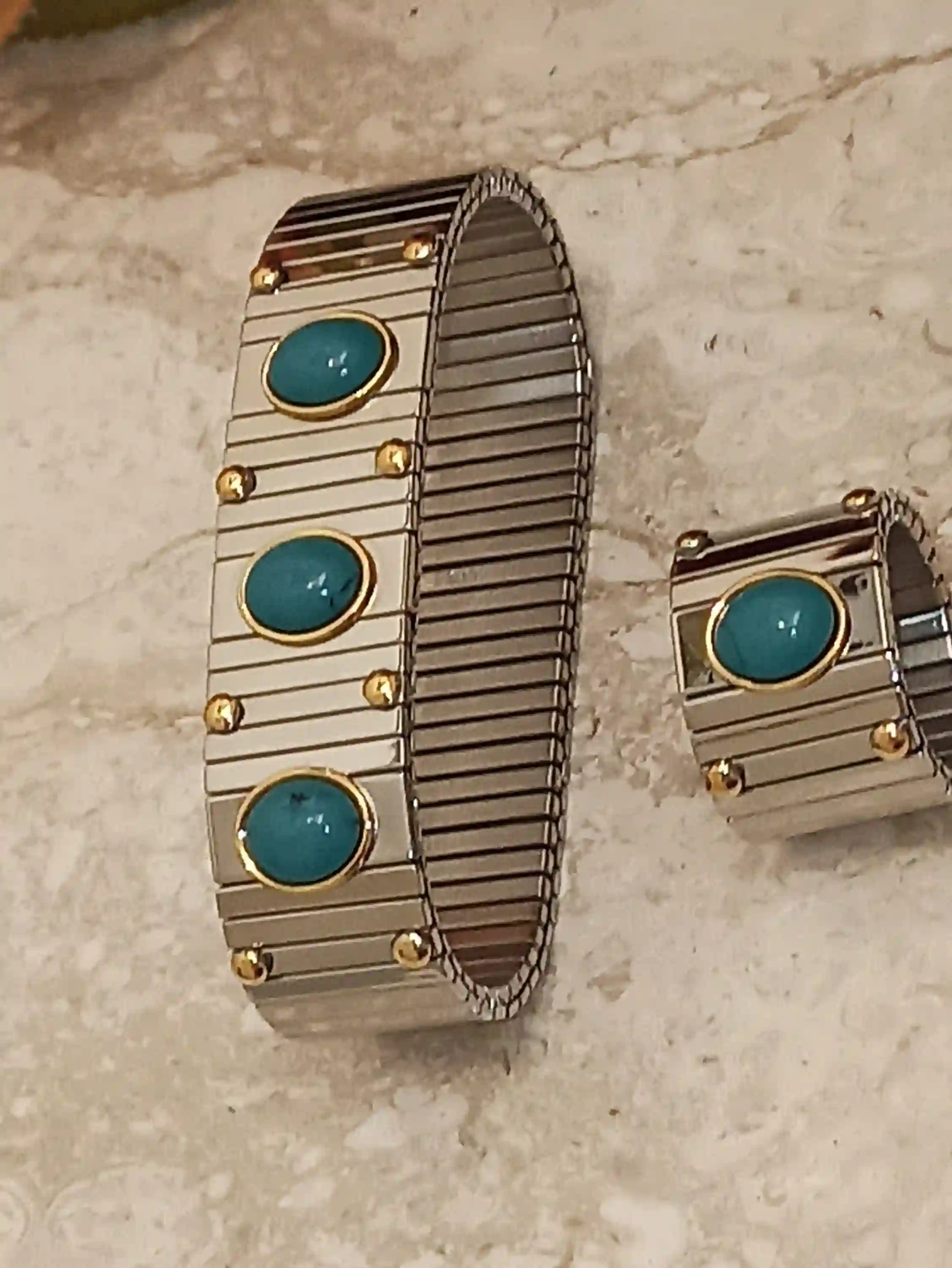 9ct Turquoise Bracelet and Ring Jewelry /Turquoise Jewelry/Jewelry Gift/Mothers Day Bracelet Ring/Mother Gift/Mothers Day Gift from daughter 