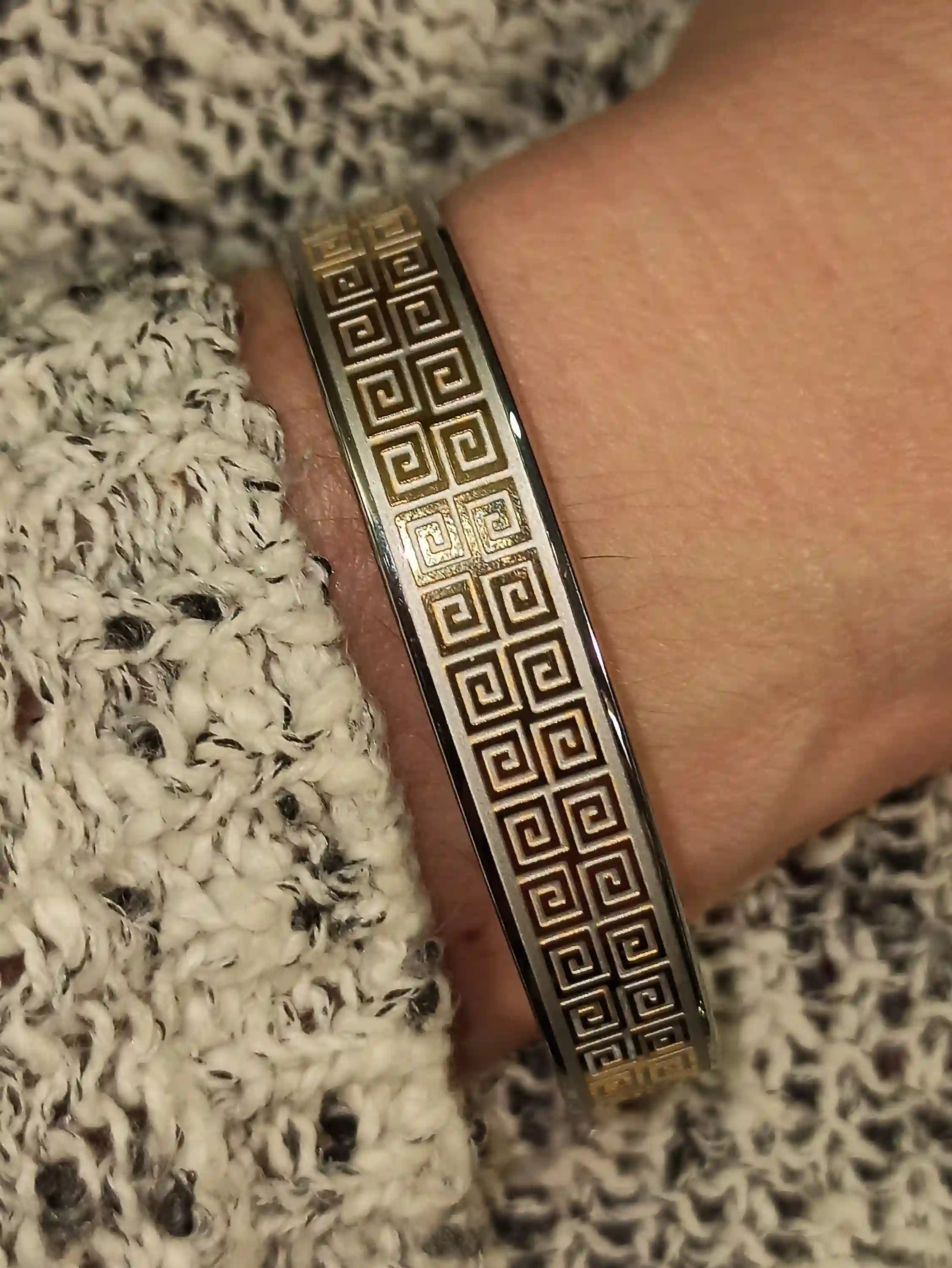 ANCIENT Meander Bangle Bracelet Ancient GREEK Key SILVER Cuff Bangle Greek Statement Bracelet Greek Jewelry Birthday Friendship Couples Gift 