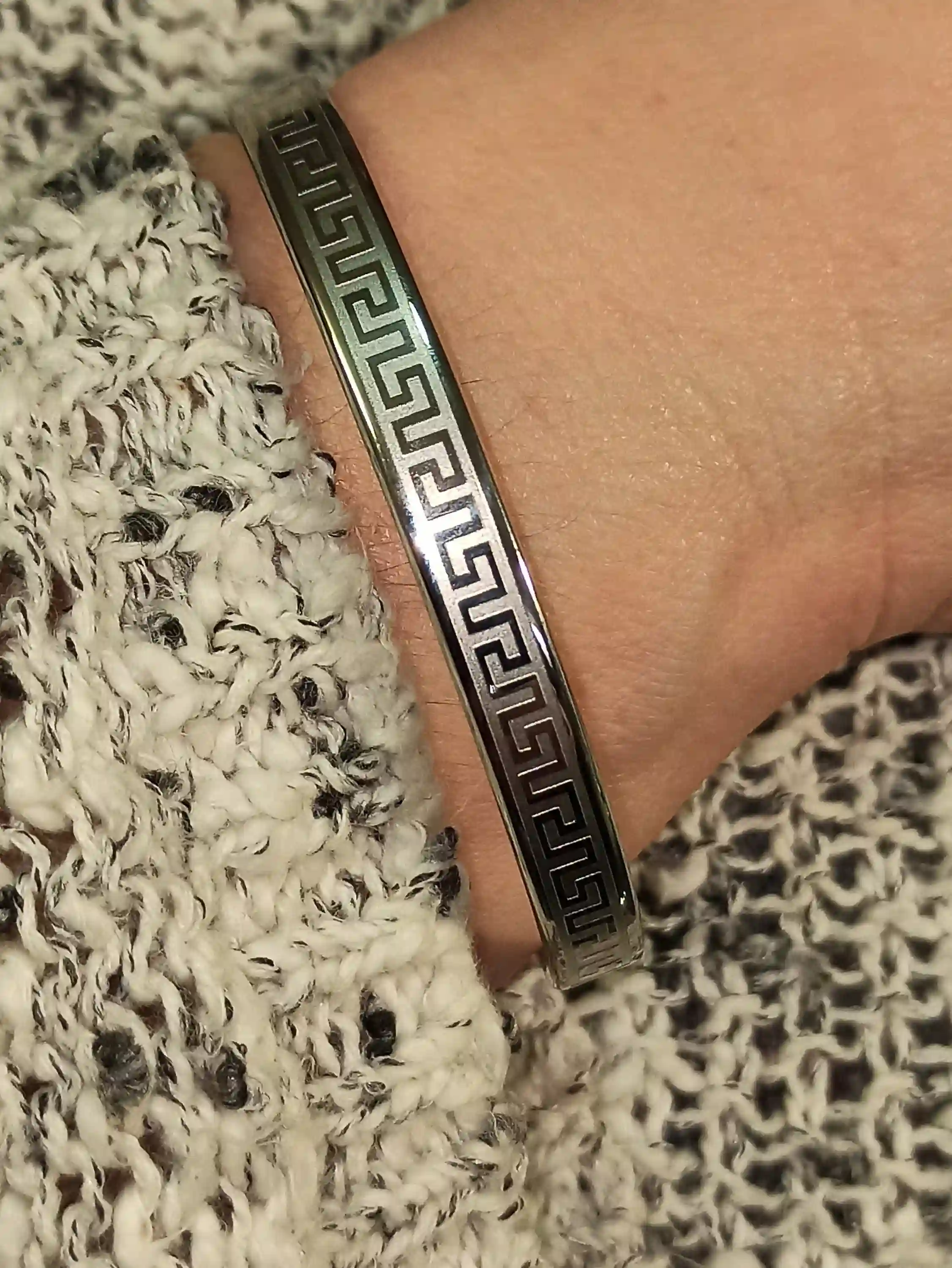 ANCIENT Meander Bangle Bracelet Ancient GREEK Key SILVER Cuff Bangle Greek Statement Bracelet Greek Jewelry Birthday Friendship Couples Gift 