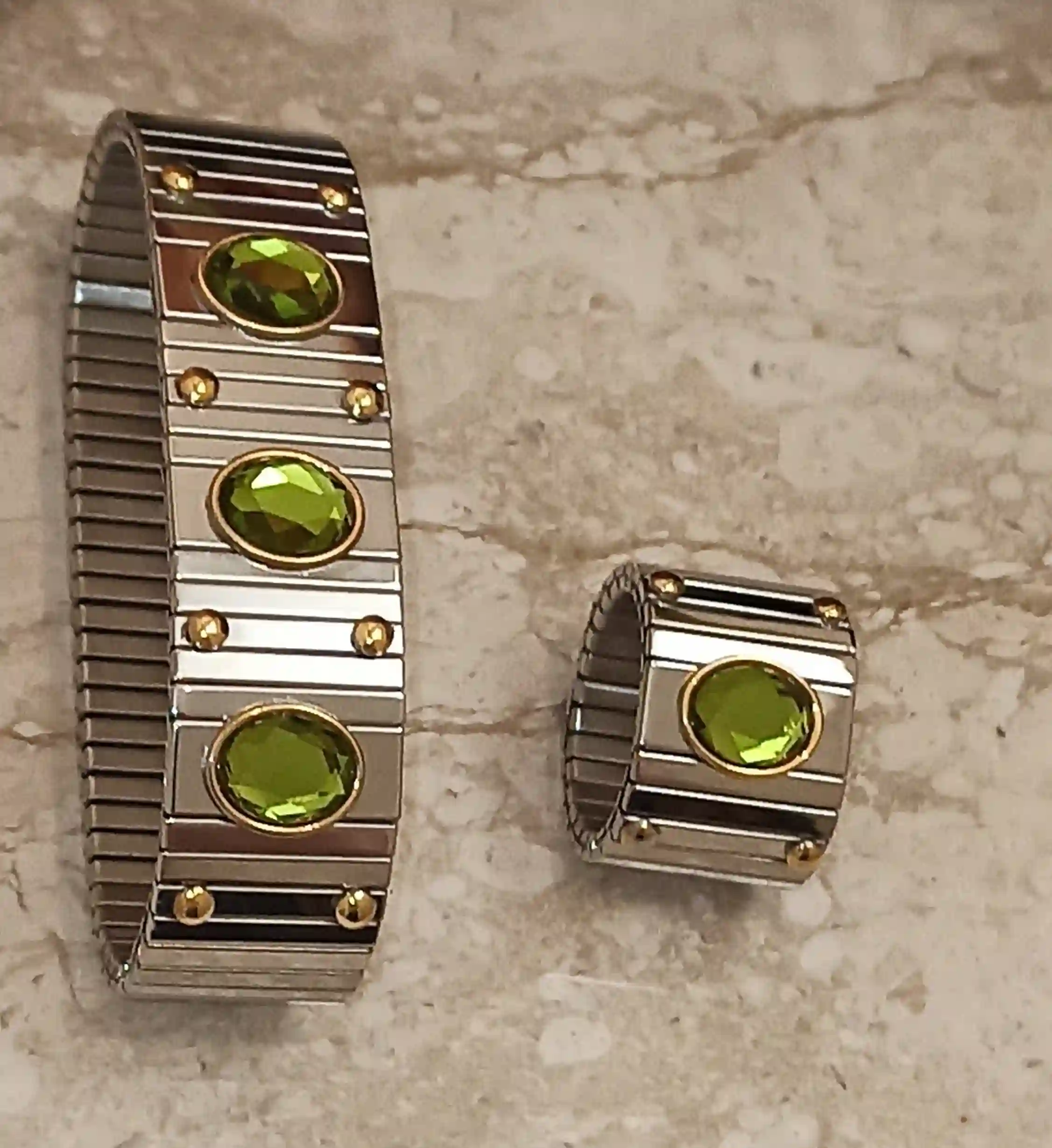 SILVER Peridot Bracelet and Ring 9ct/HANDMADE Jewelry/Green Gemstone Bracelet Ring/Gemstone Jewelry/LUCK Gift Jewelry/Birthday Gifts for Mom 