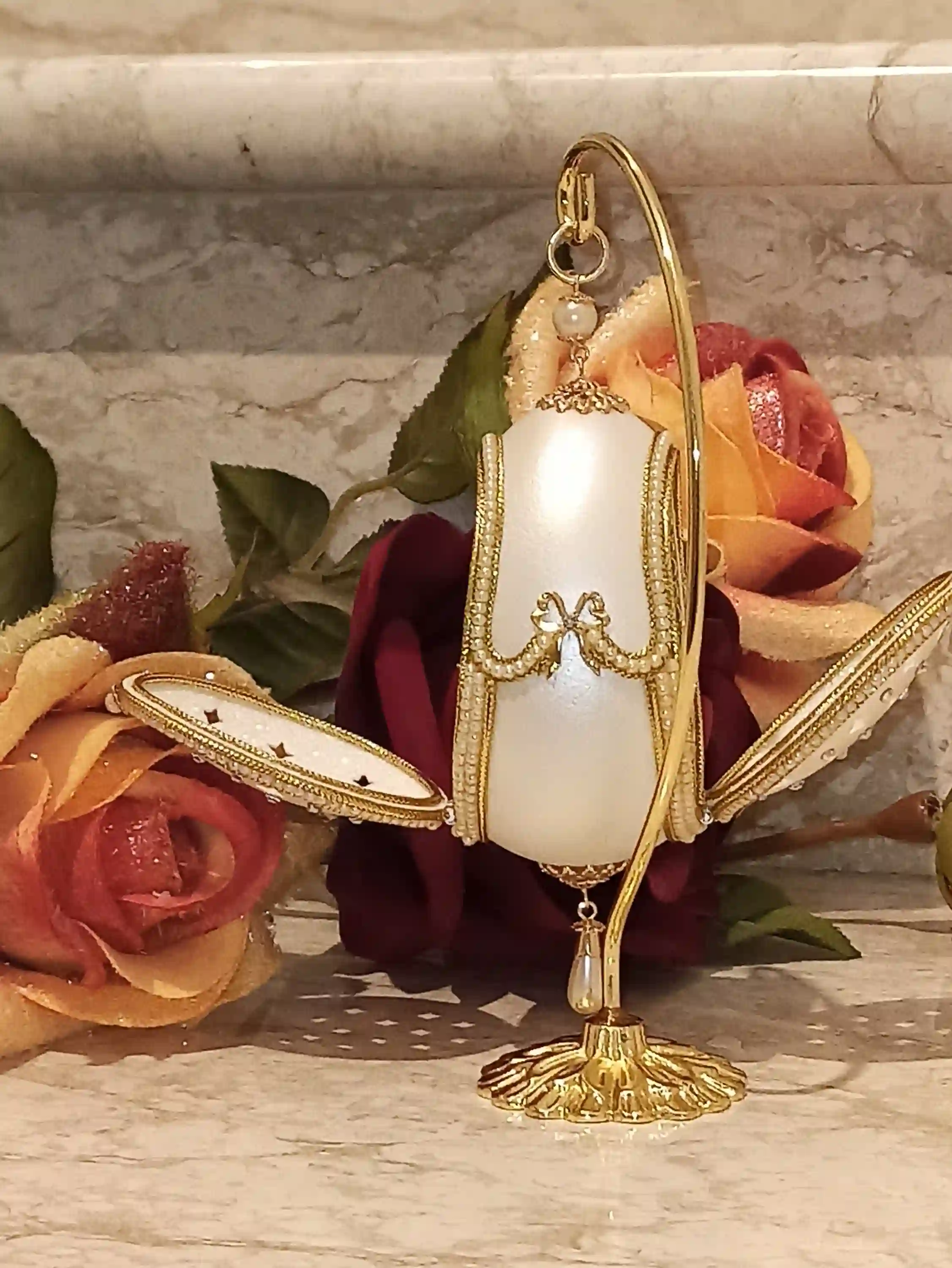 ANTIQUE FABERGE-Style Egg style 24kt / Wedding Anniversary Gift for Couple /Bridal Shower Gift/Bride Groom Gifts/Wedding Gift Ideas/Wedding Gift 