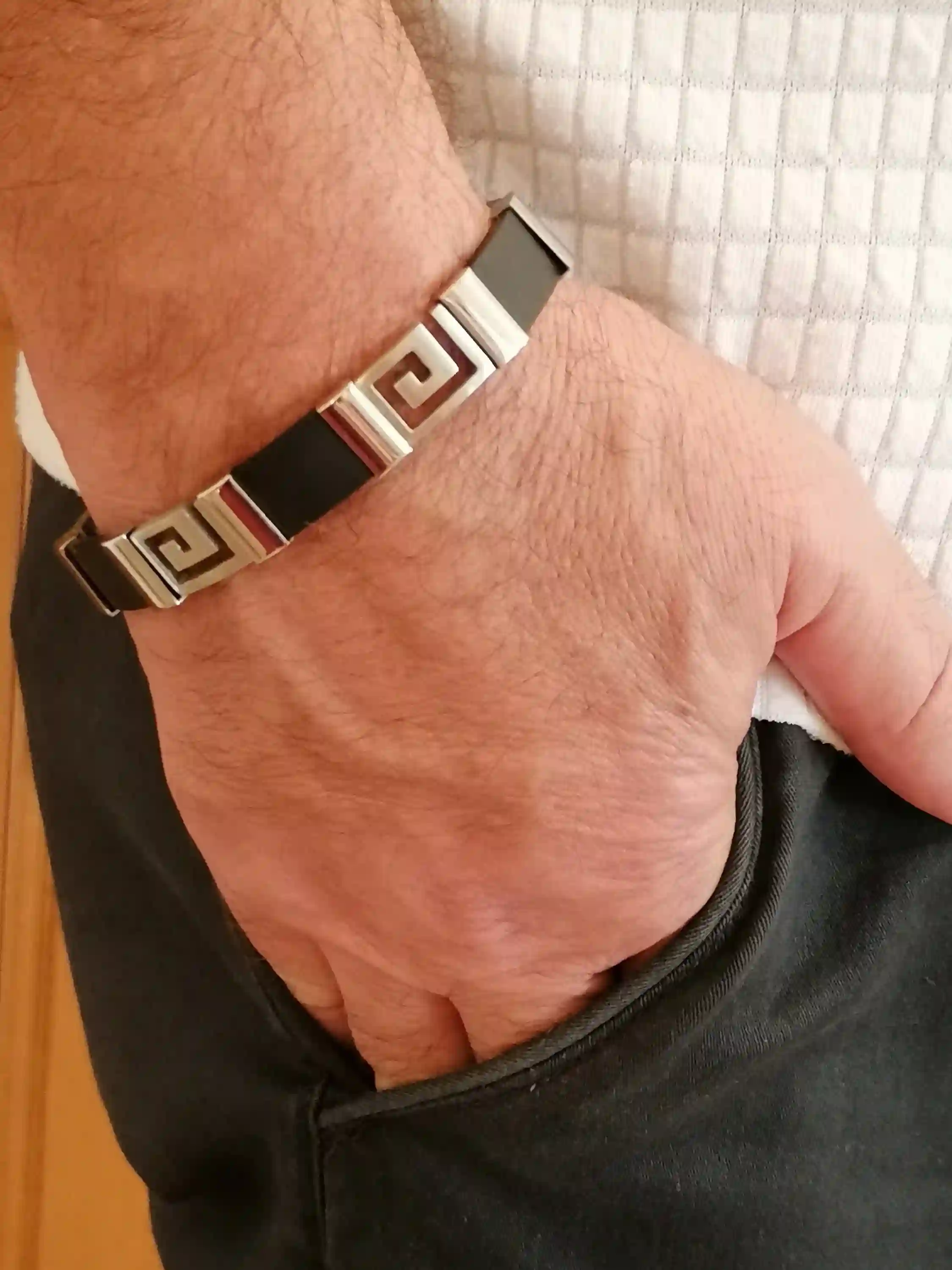 Meander bracelet/ Greek Key bracelet/Greek Jewelry/Greek Key Jewelry/Anniversary Gift for Him/Gift for Husband/Mens Greek Bracelet Gift Son 