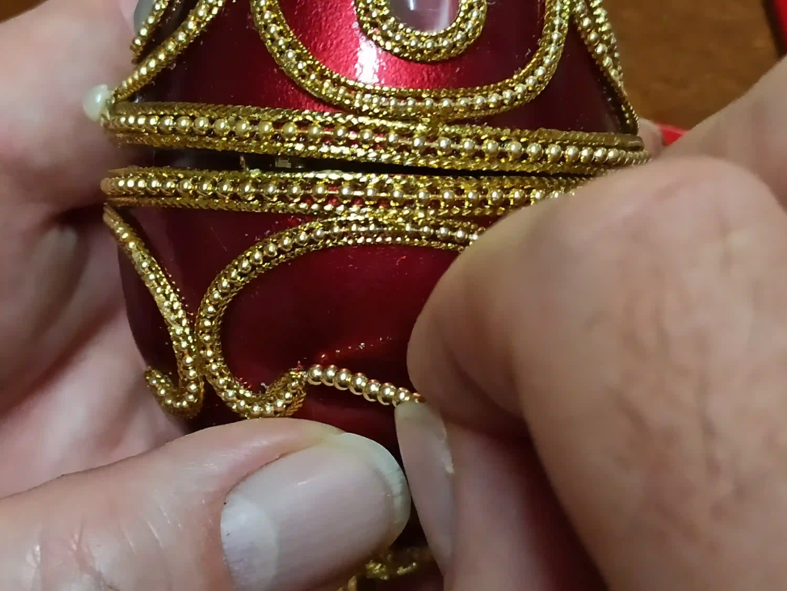 Mothers Day gift from daughter,Red Faberge-Style egg MUSIC box Trinket & Faberge style egg pendant ,Wife Birthday Mom gift,Sister Anniversary wife 