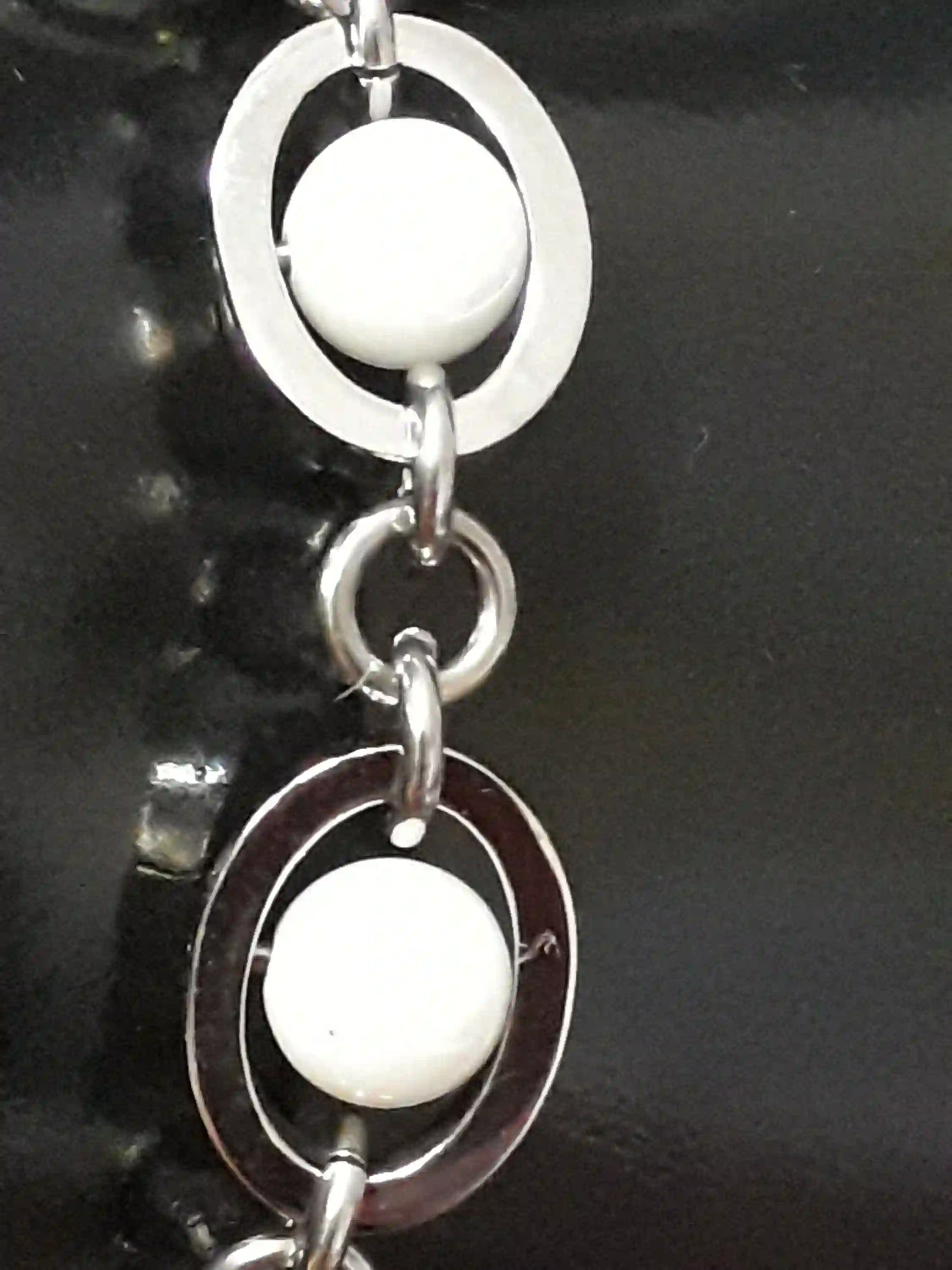 Silver Pearl bracelet for women gifts for mom neckalce pendant TARNISH FREE silver jewelry adjustable length, hand made shiny silver steel 