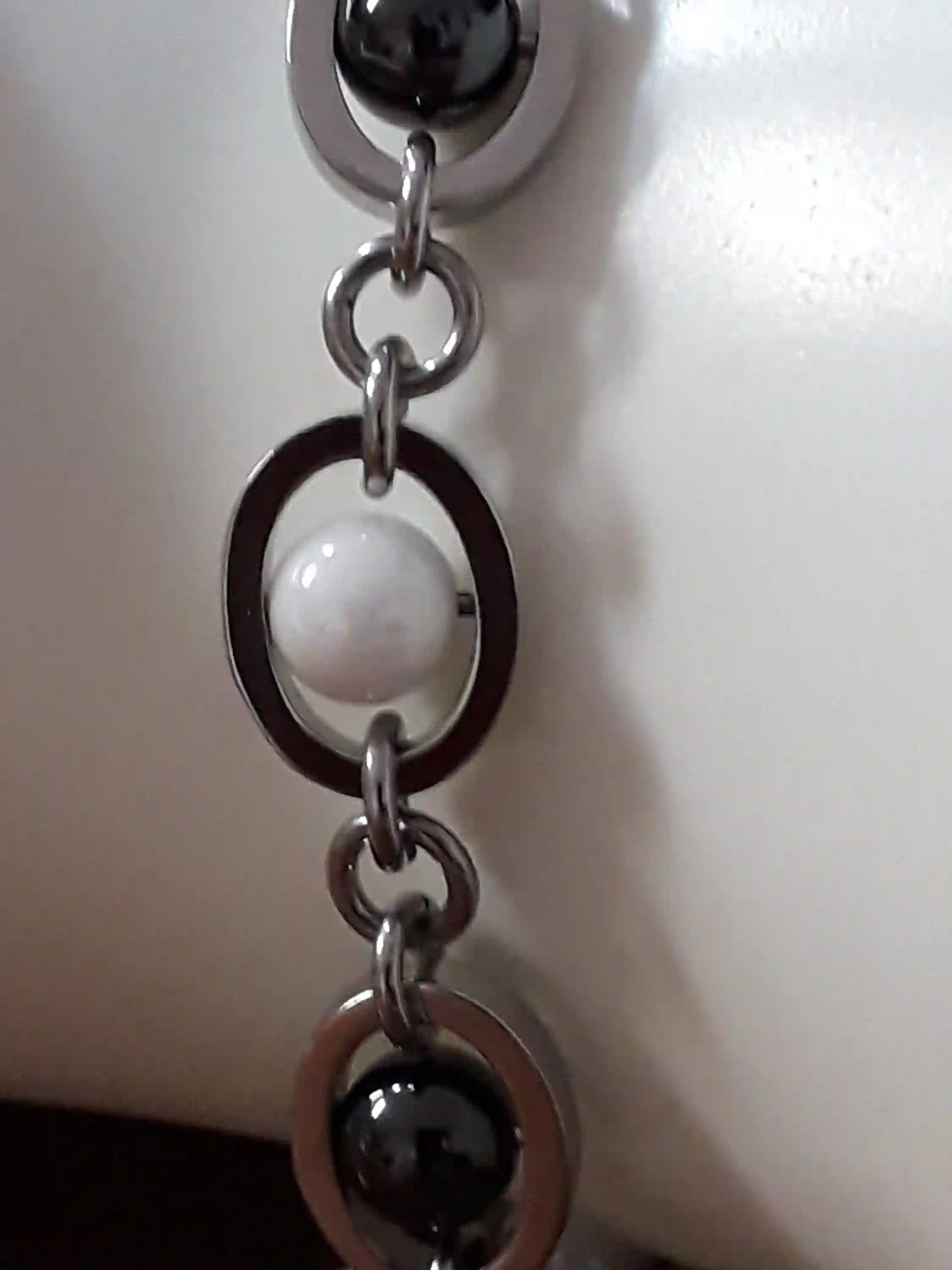 Silver Pearl bracelet for women gifts for mom neckalce pendant TARNISH FREE silver jewelry adjustable length, hand made shiny silver steel 