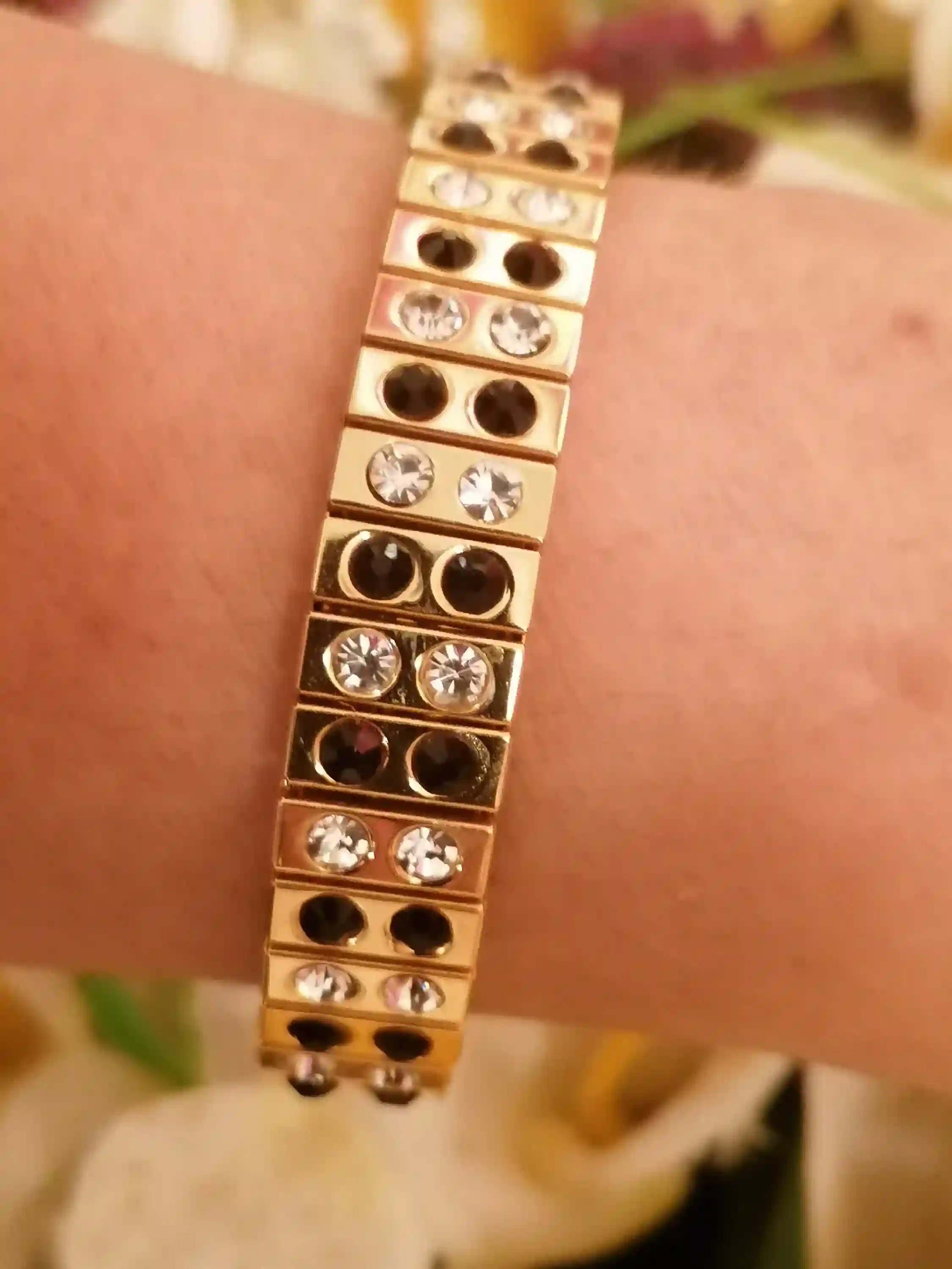 Swarovski Citrine Bracelet 24k GOLD Jewelry/Minimalist Evening Bracelet Bangles Yellow Gem Stretch Ladies /November Birthday Gifts for Woman 